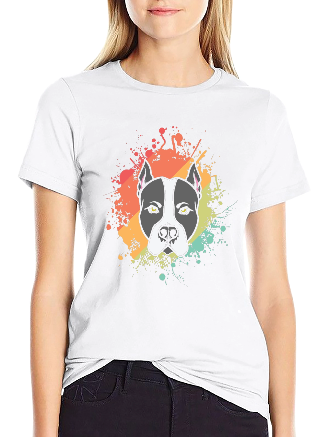 Pitbull Dog Graphic Print Black T-Shirt