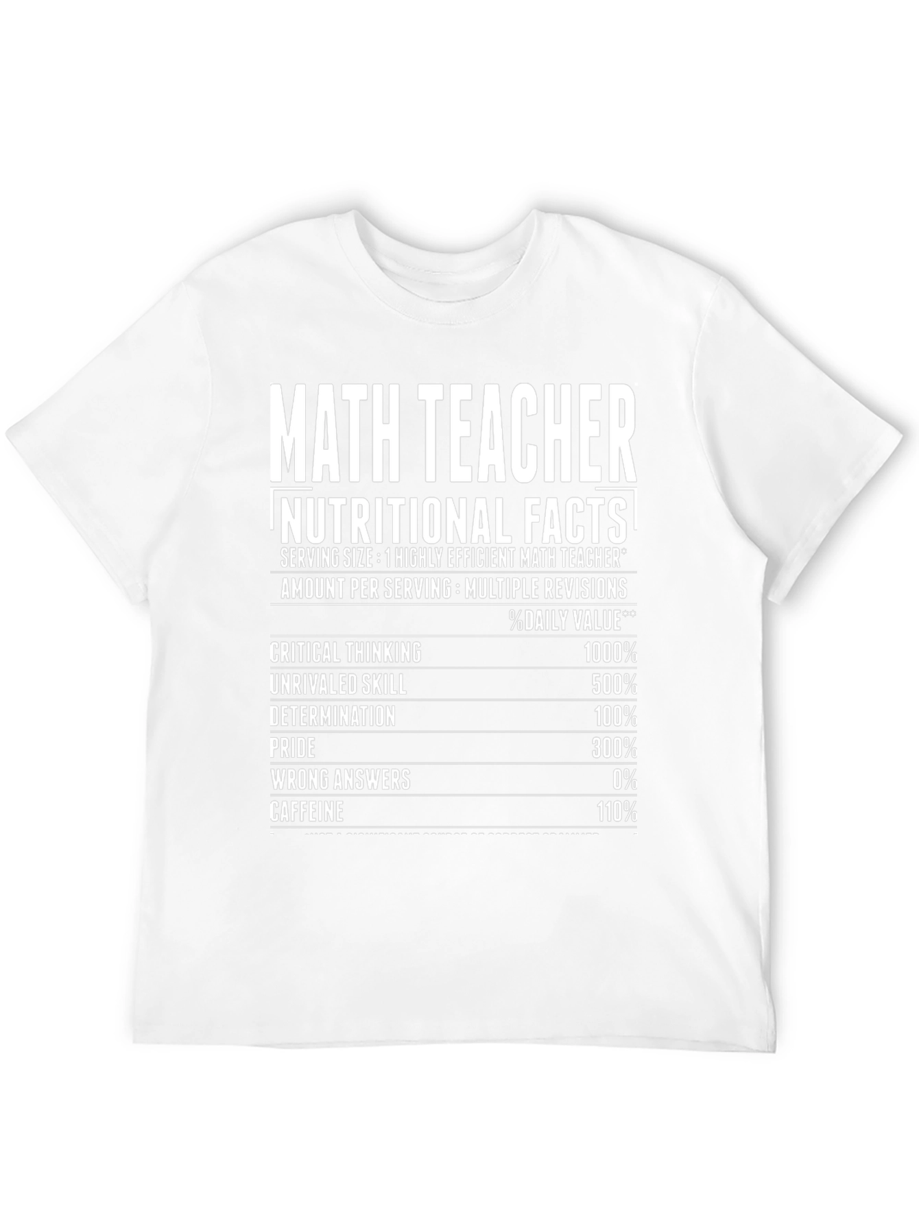 Math Teacher Nutritional Facts Funny T-Shirt