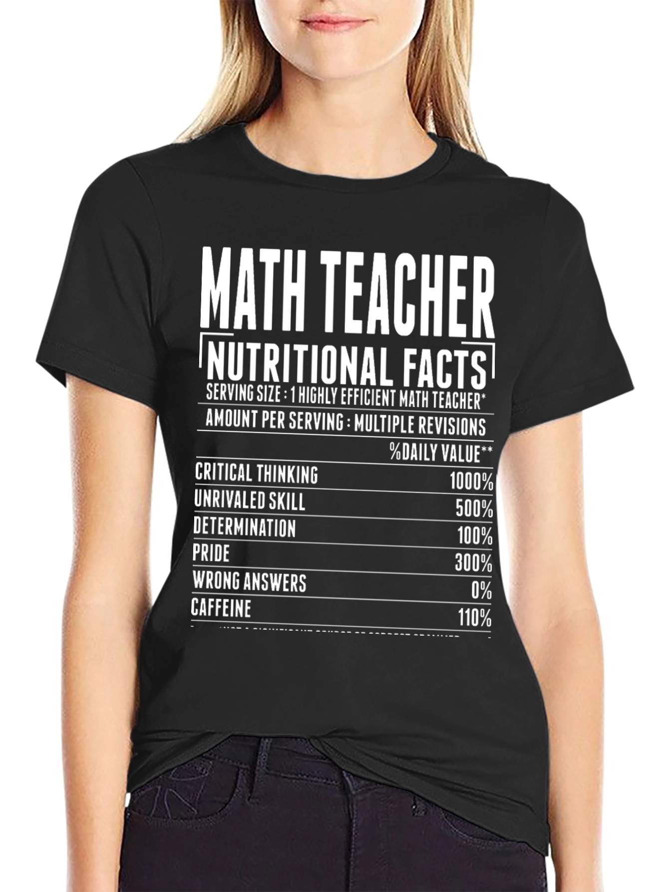 Math Teacher Nutritional Facts Funny T-Shirt