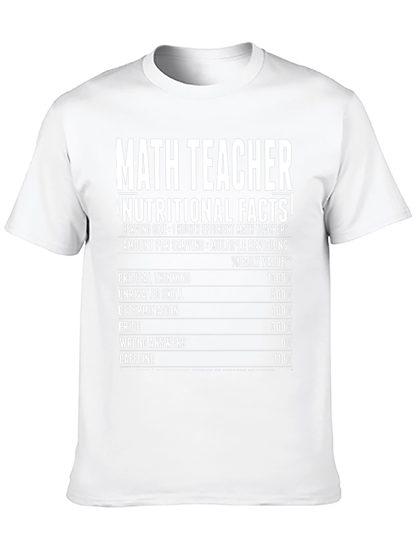 Math Teacher Nutritional Facts Funny T-Shirt