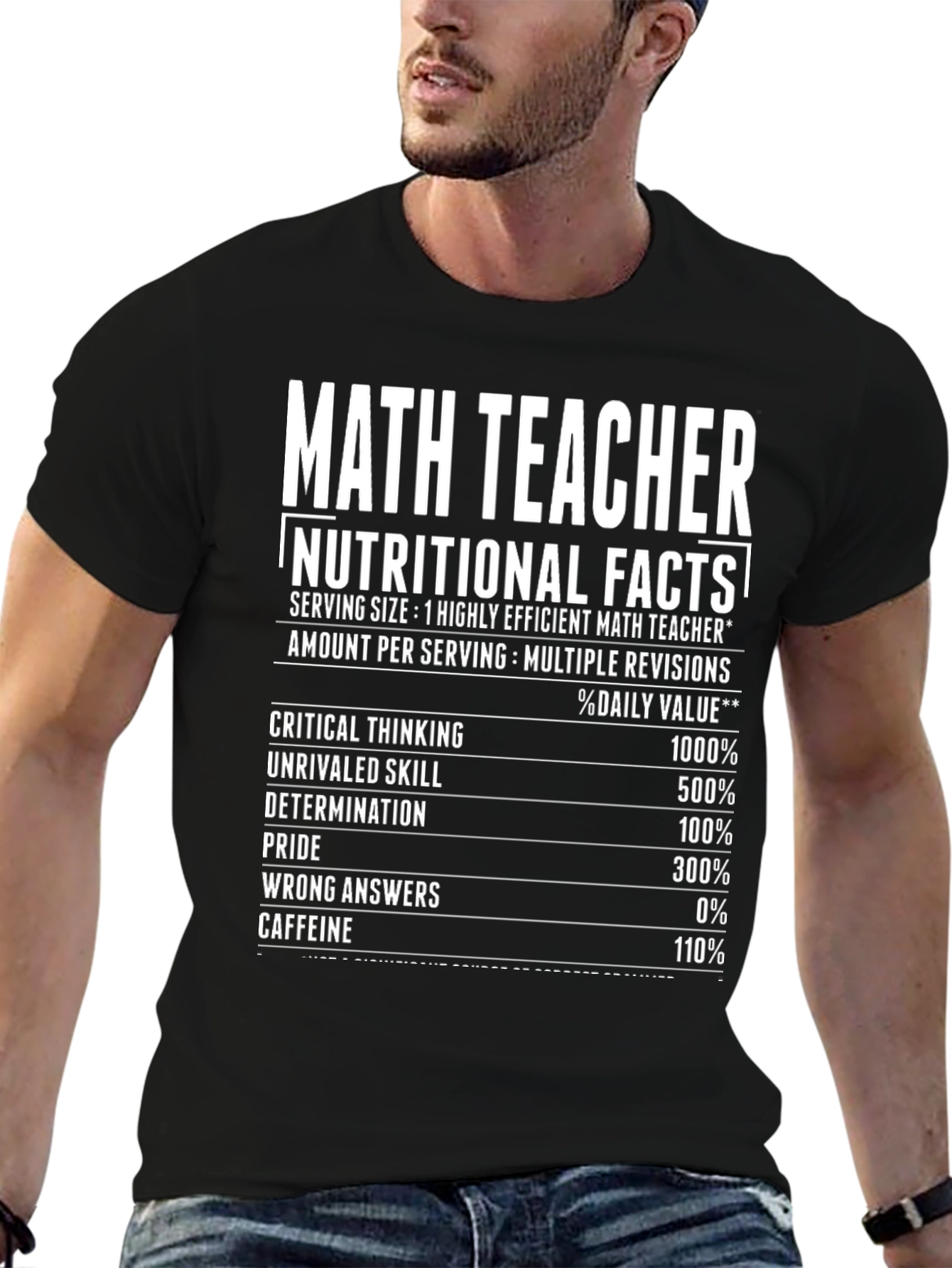 Math Teacher Nutritional Facts Funny T-Shirt