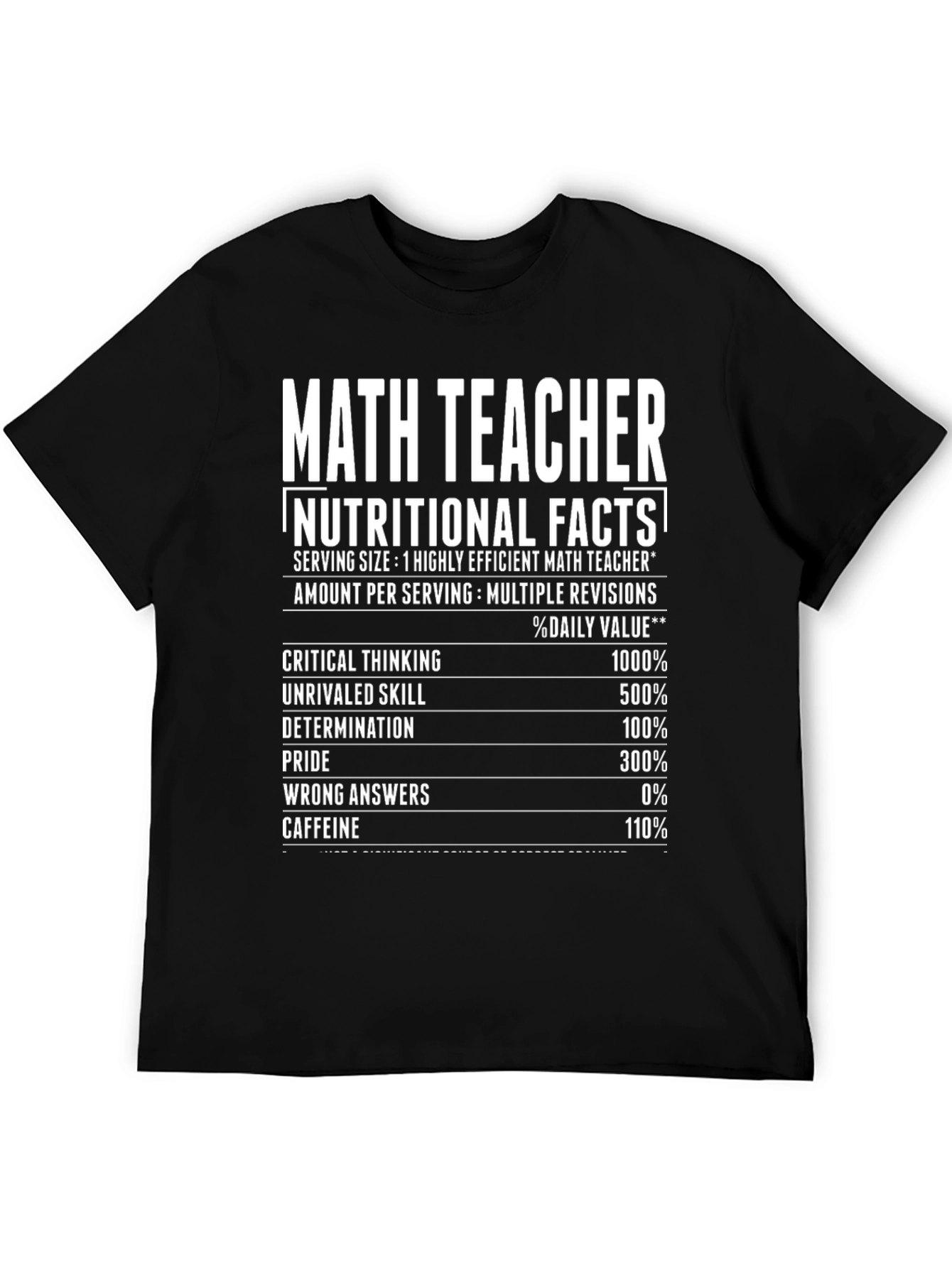 Math Teacher Nutritional Facts Funny T-Shirt
