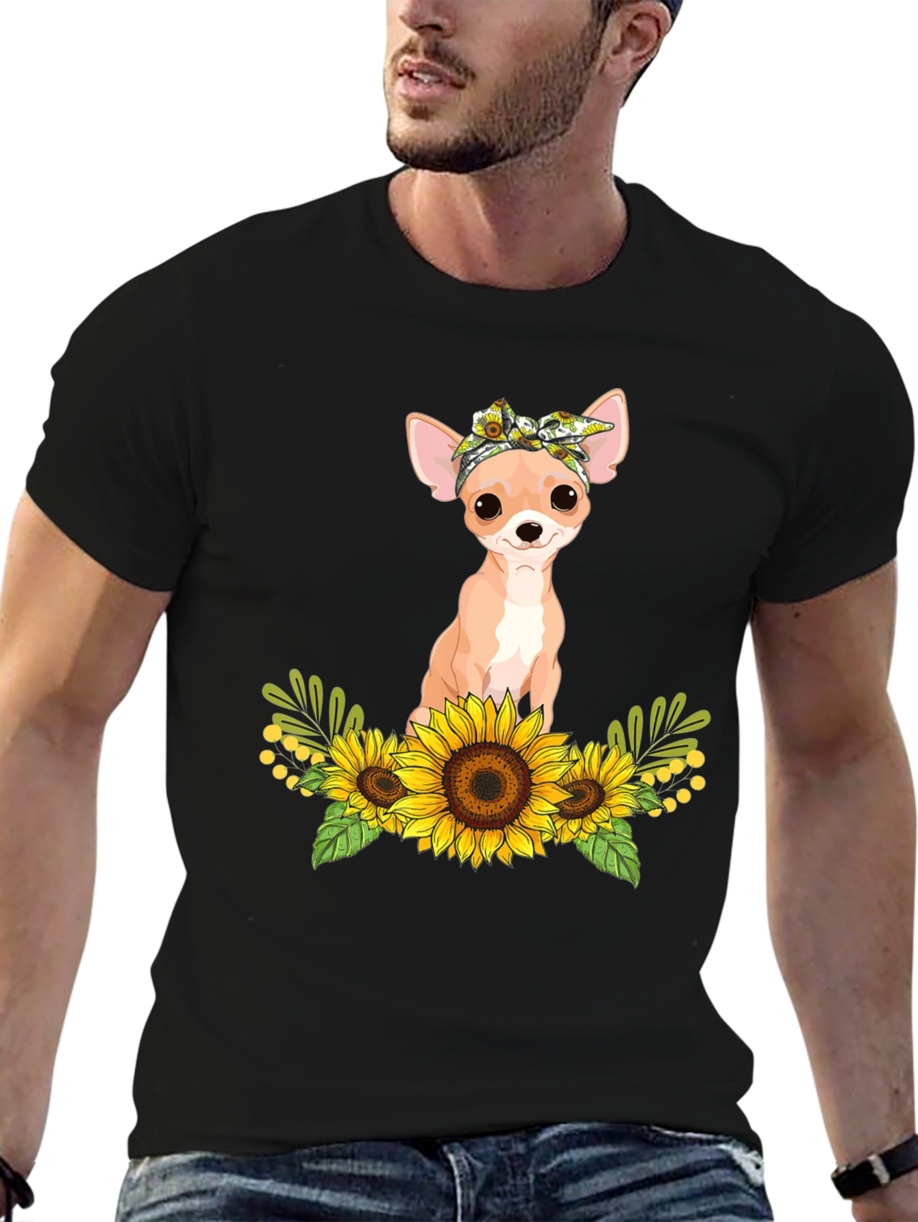 Chihuahua Sunflower Graphic Tee - Cute Dog Shirt