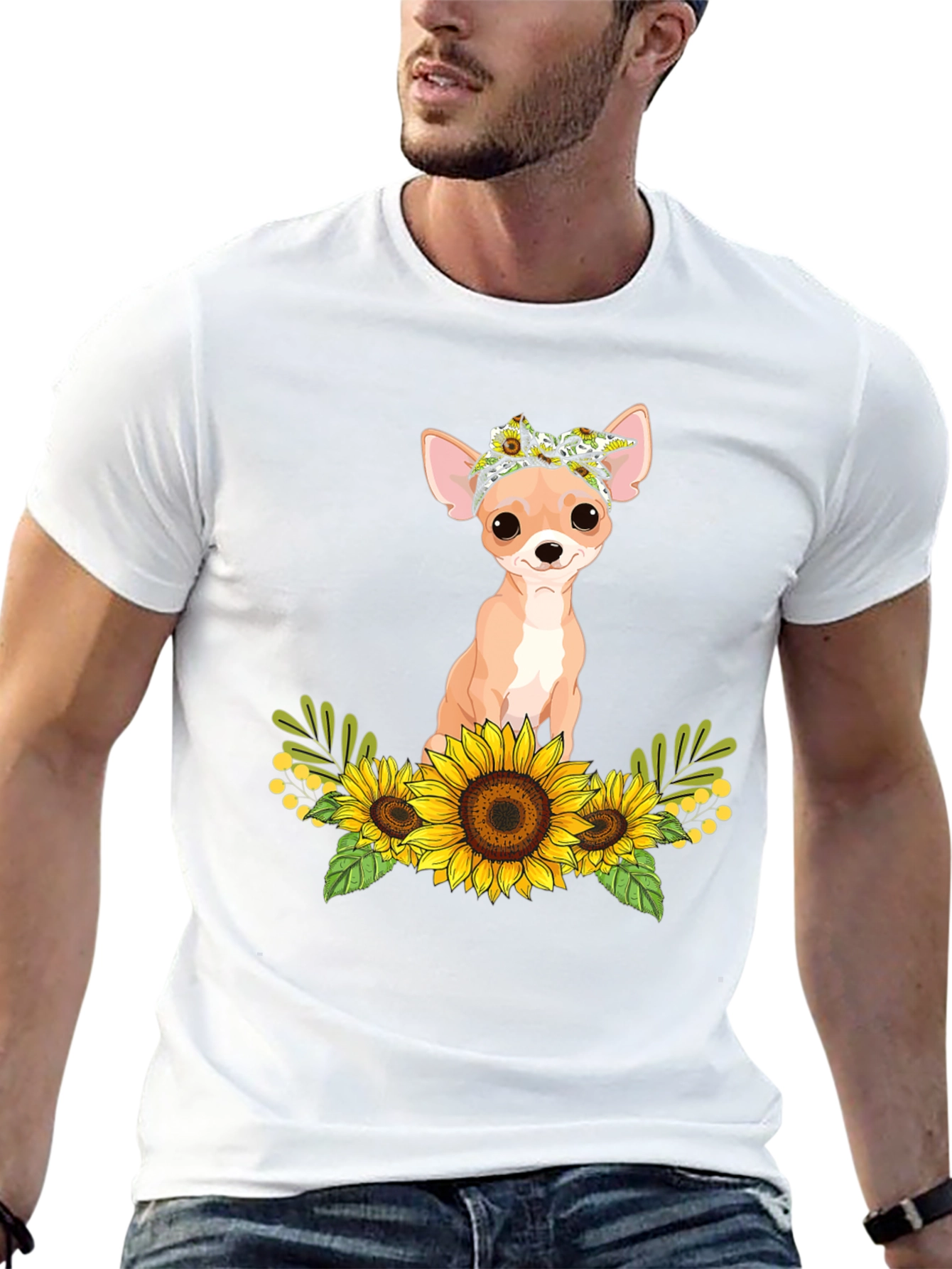 Chihuahua Sunflower Graphic Tee - Cute Dog Shirt