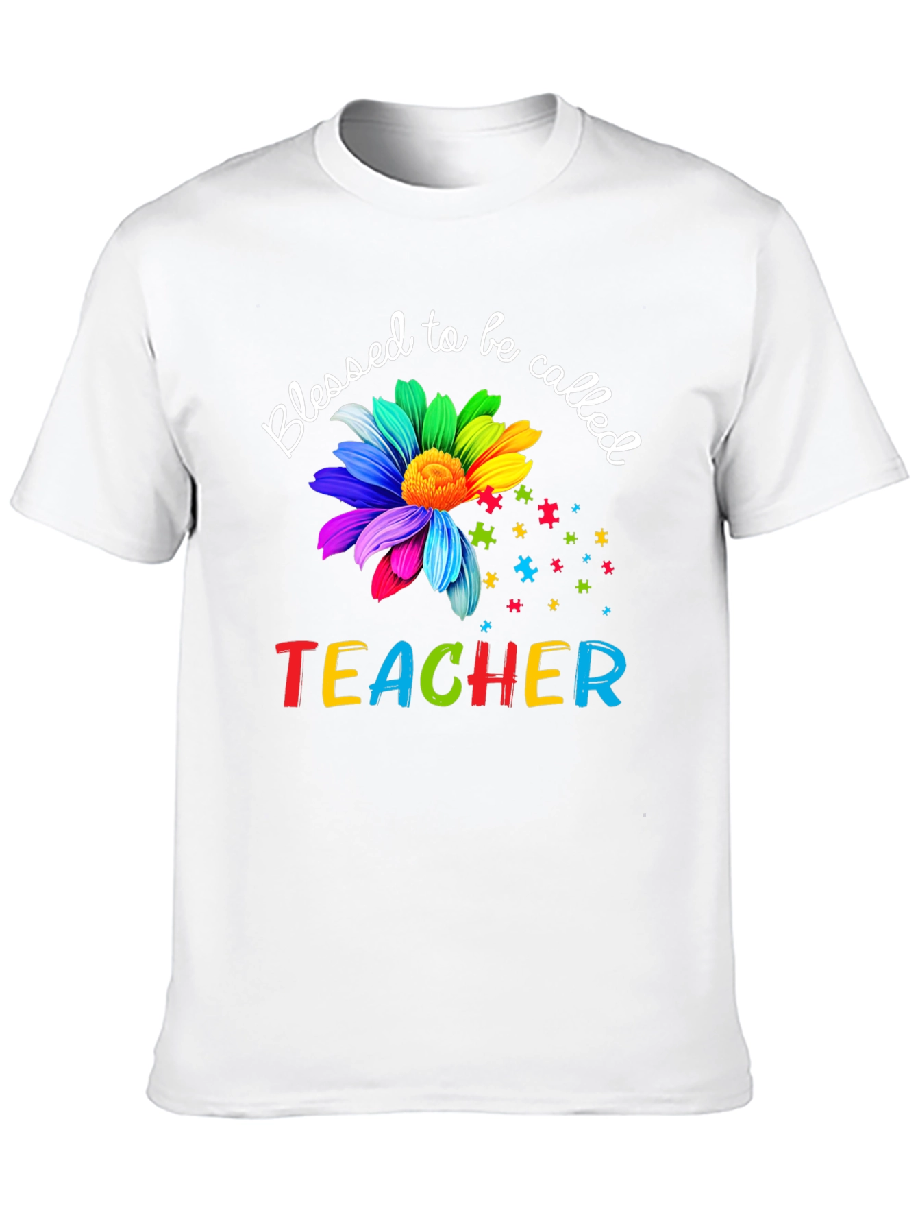 Blessed Teacher Graphic Tee - Autism Awareness