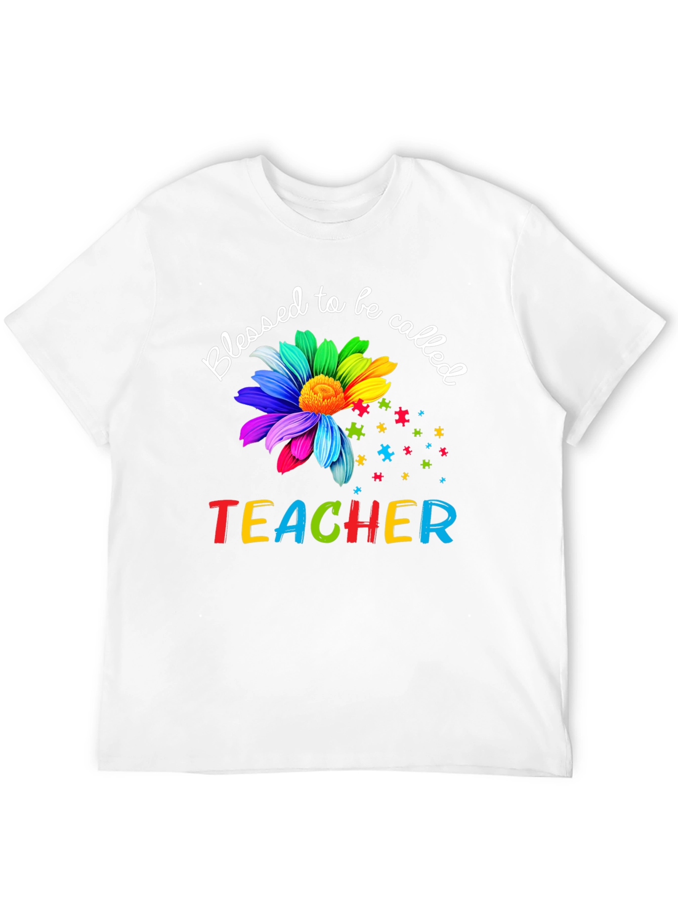 Blessed Teacher Graphic Tee - Autism Awareness