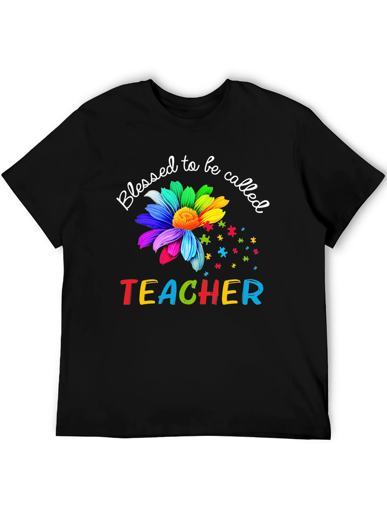 Blessed Teacher Graphic Tee - Autism Awareness