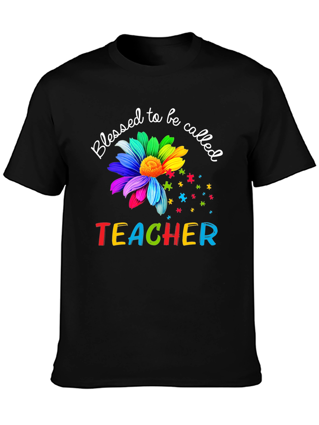 Blessed Teacher Graphic Tee - Autism Awareness