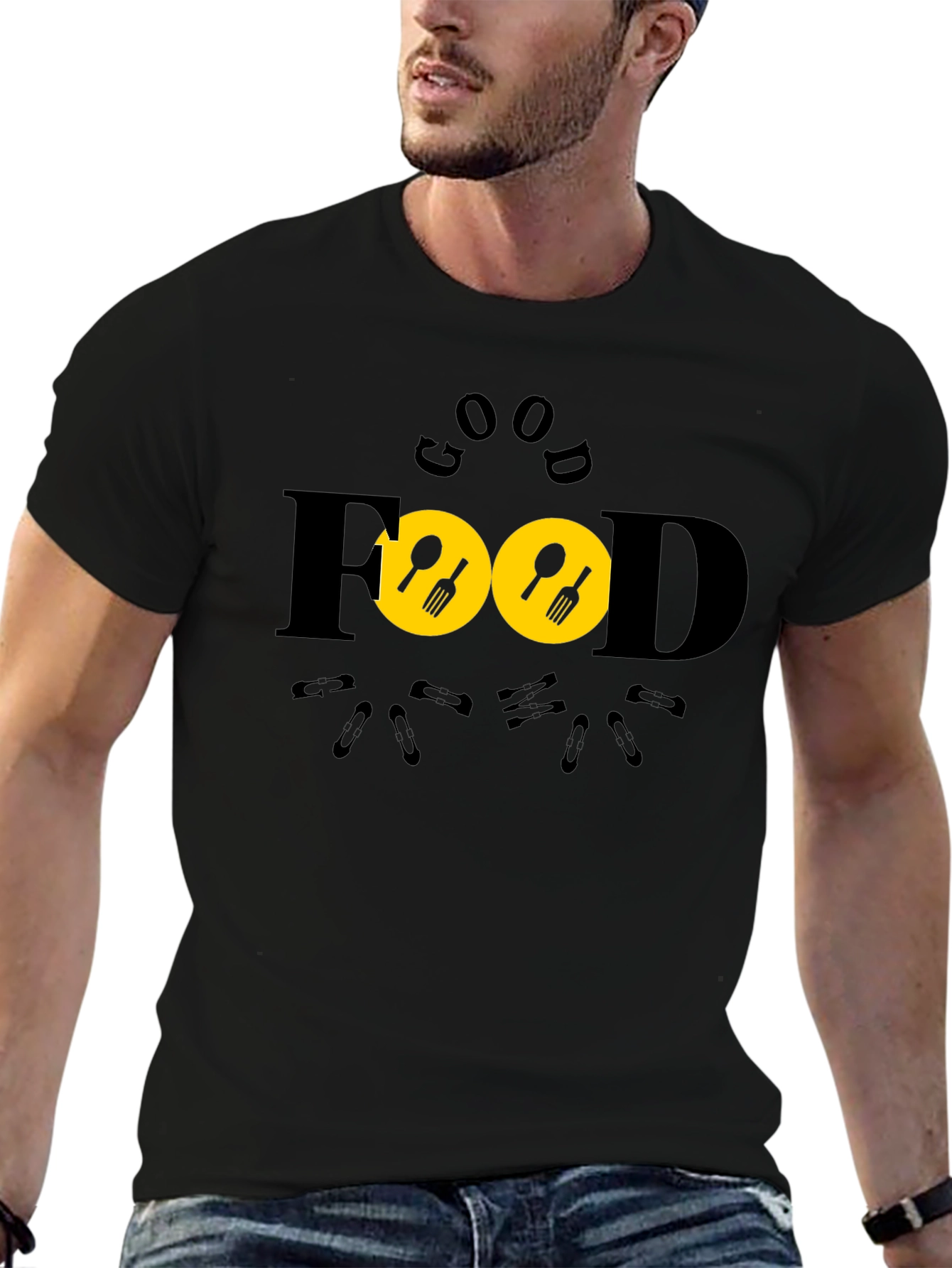 Good Food Black T-Shirt -  Unique Design