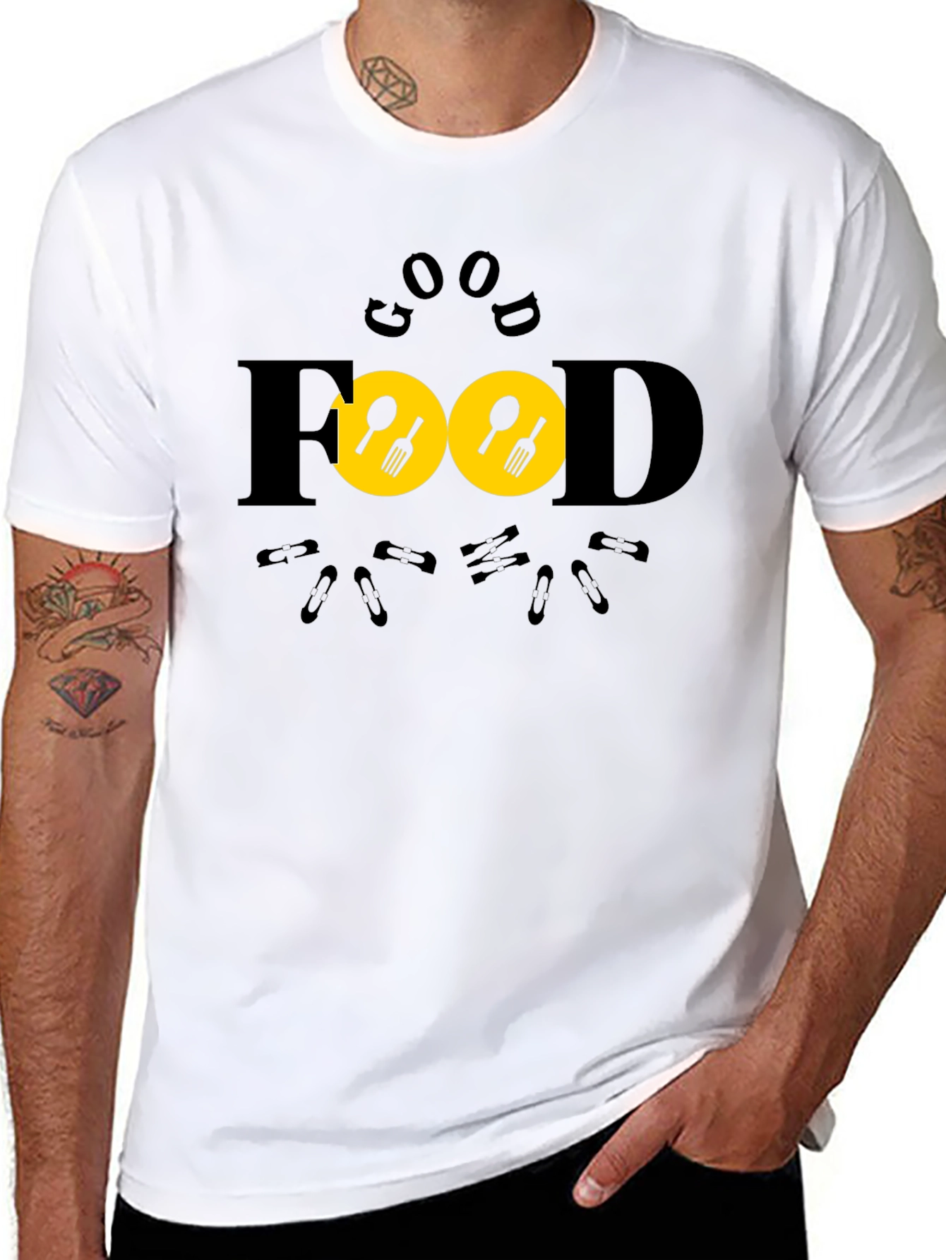 Good Food Black T-Shirt -  Unique Design