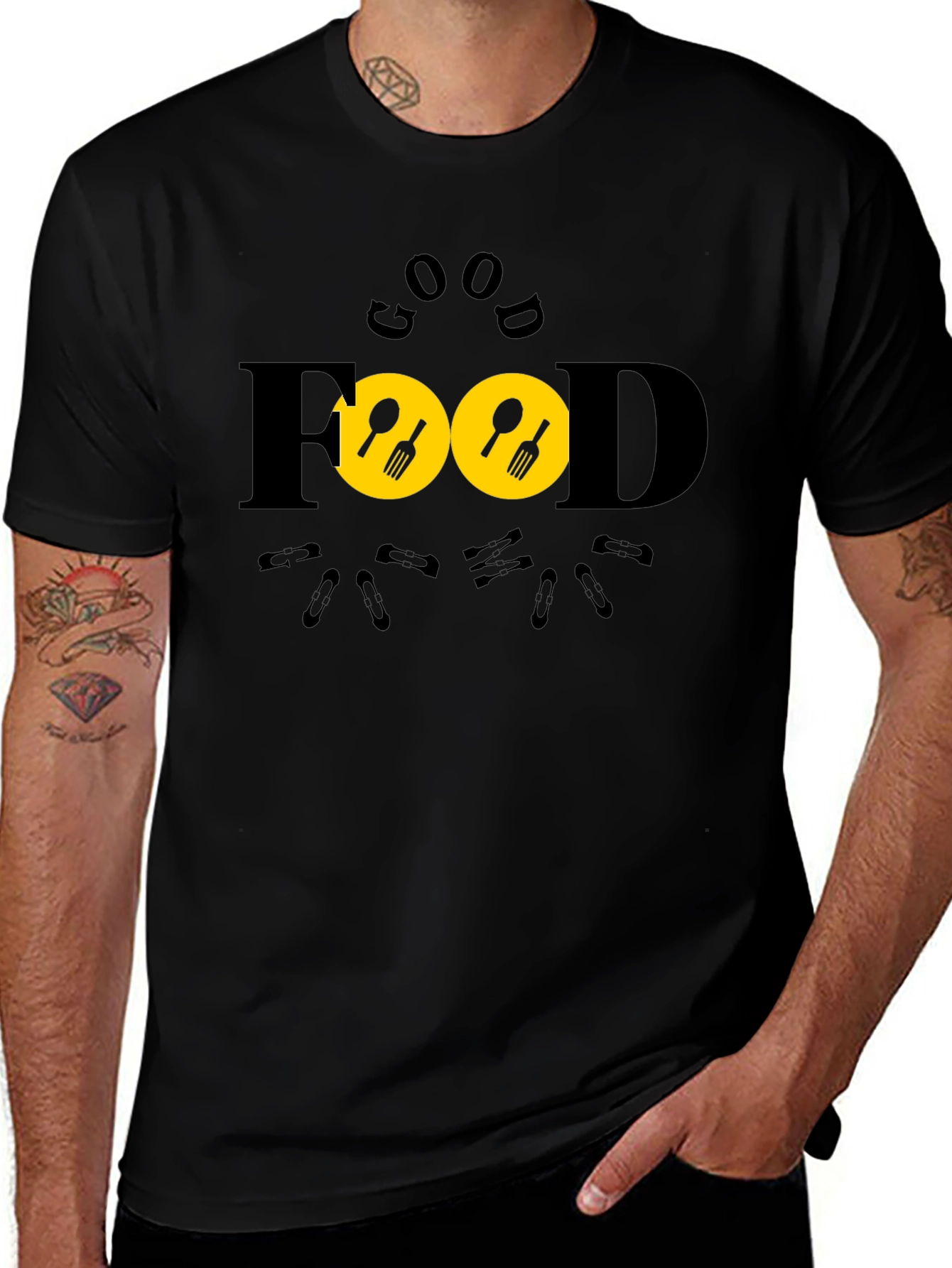 Good Food Black T-Shirt -  Unique Design