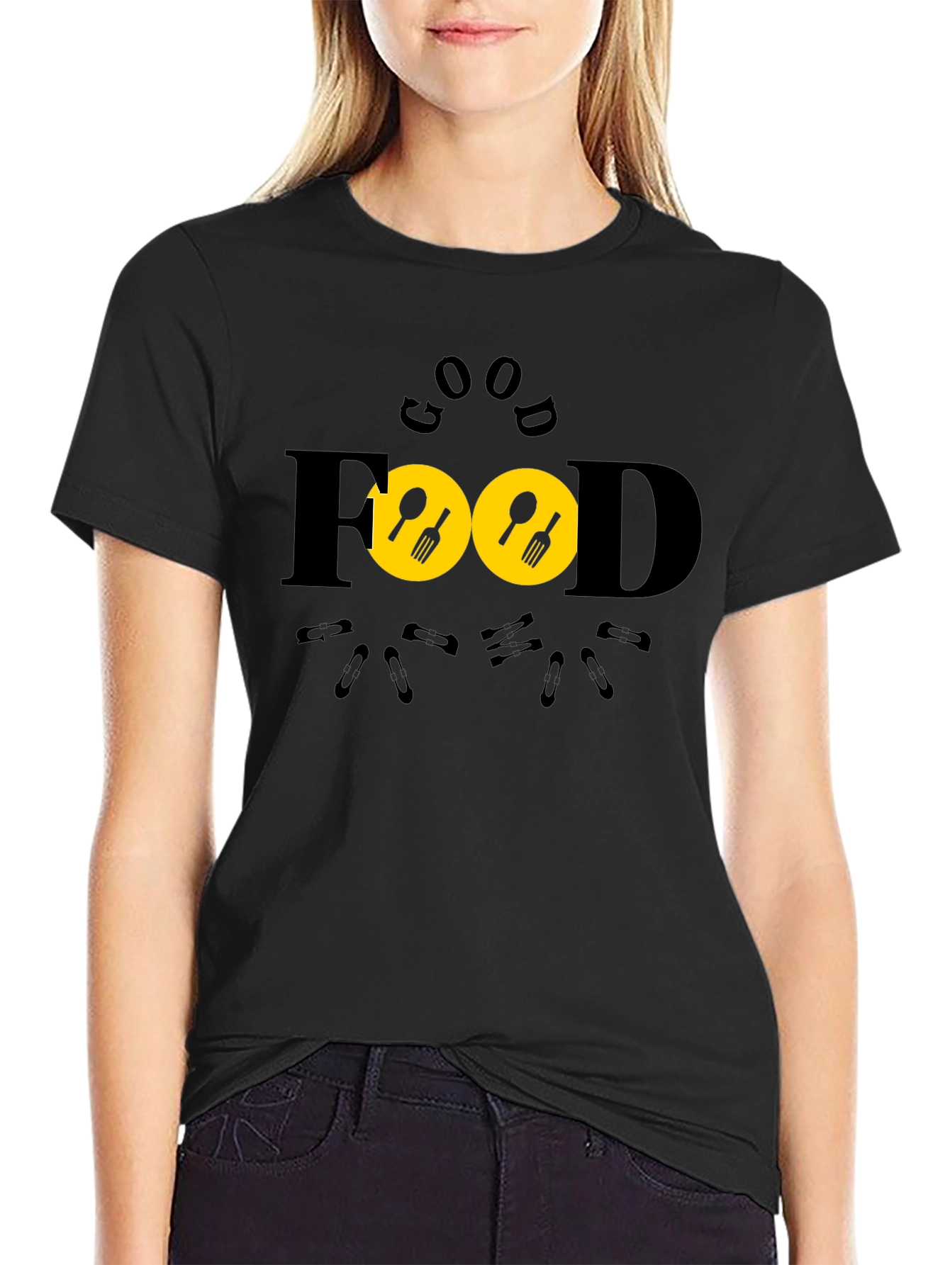 Good Food Black T-Shirt -  Unique Design