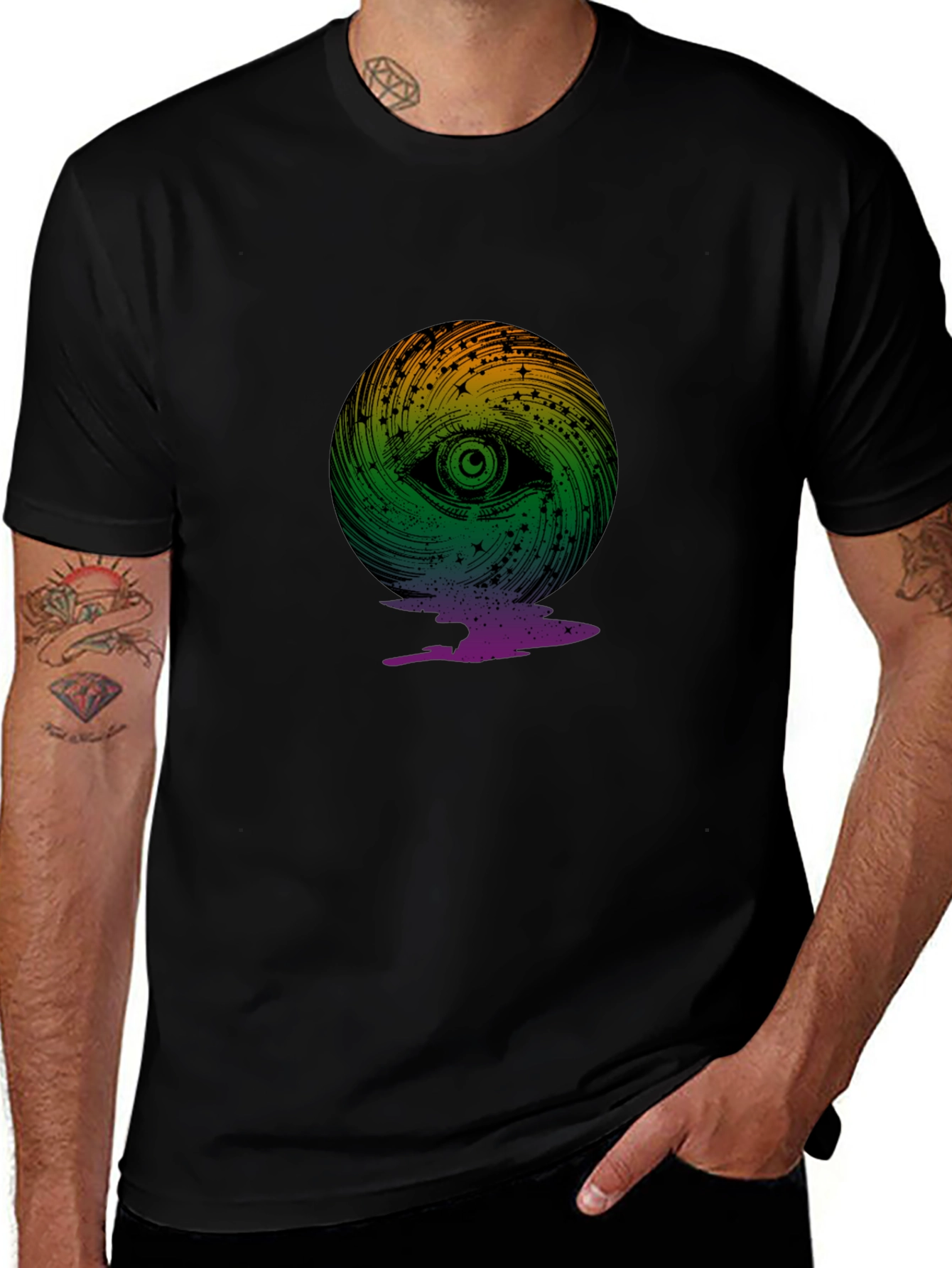 Eye Swirl Graphic Black T-Shirt