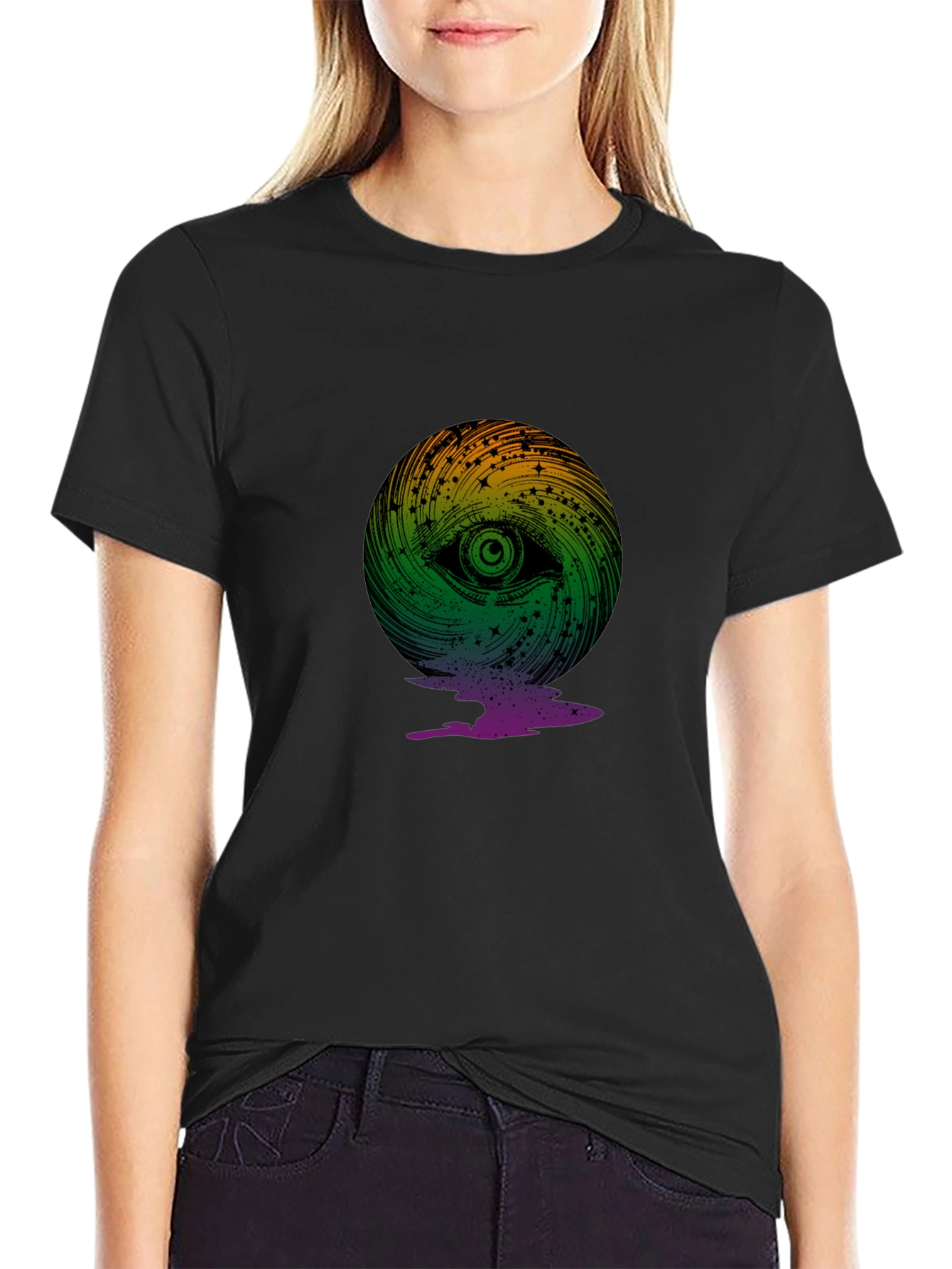 Eye Swirl Graphic Black T-Shirt