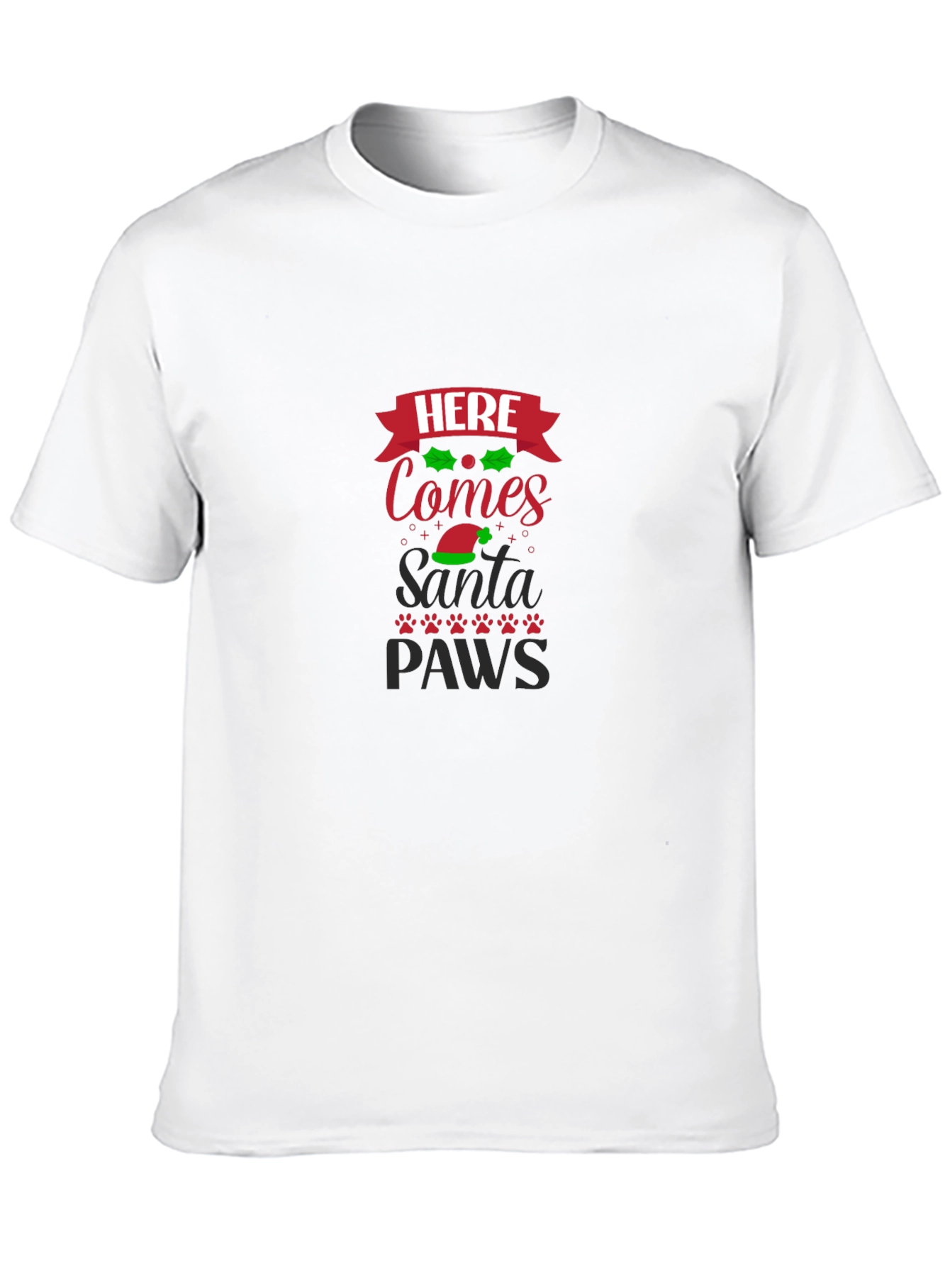 Here Comes Santa Paws Black Graphic Tee