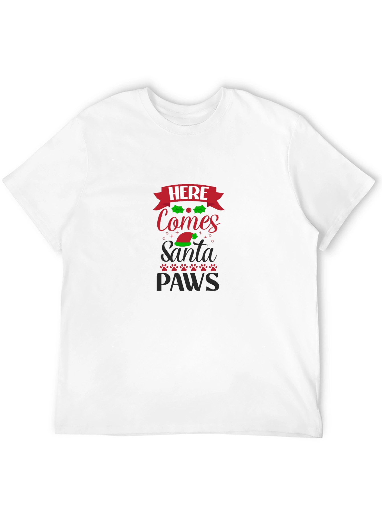 Here Comes Santa Paws Black Graphic Tee