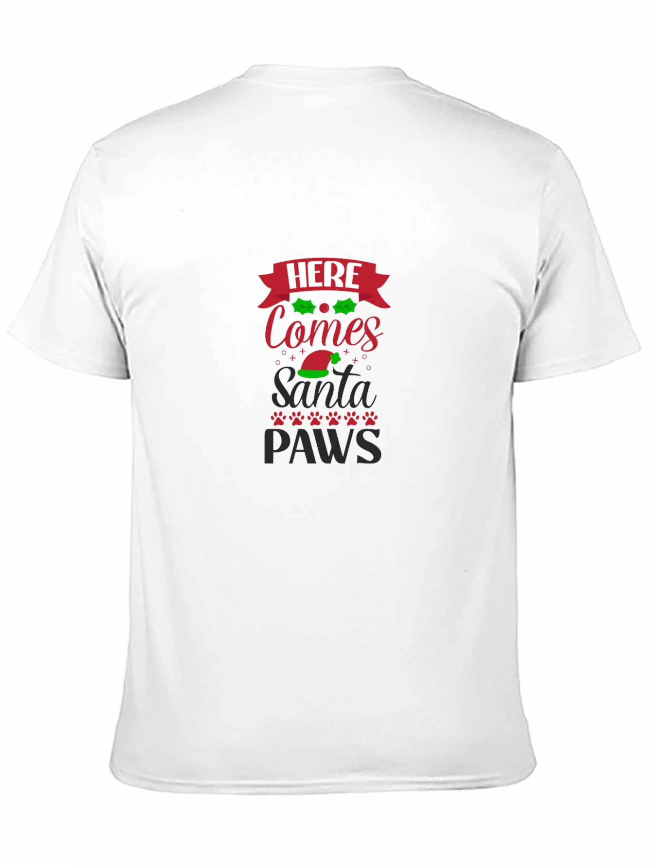 Here Comes Santa Paws Black Graphic Tee