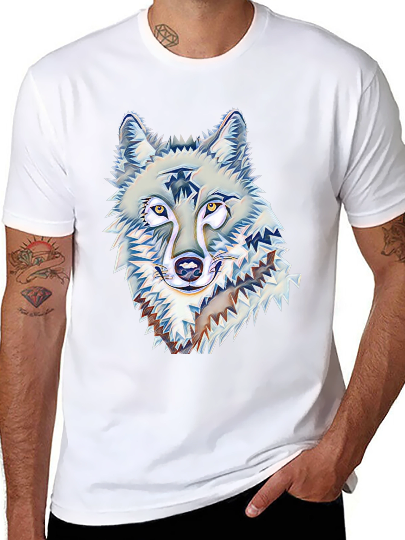 Wolf Graphic Print Black T-Shirt