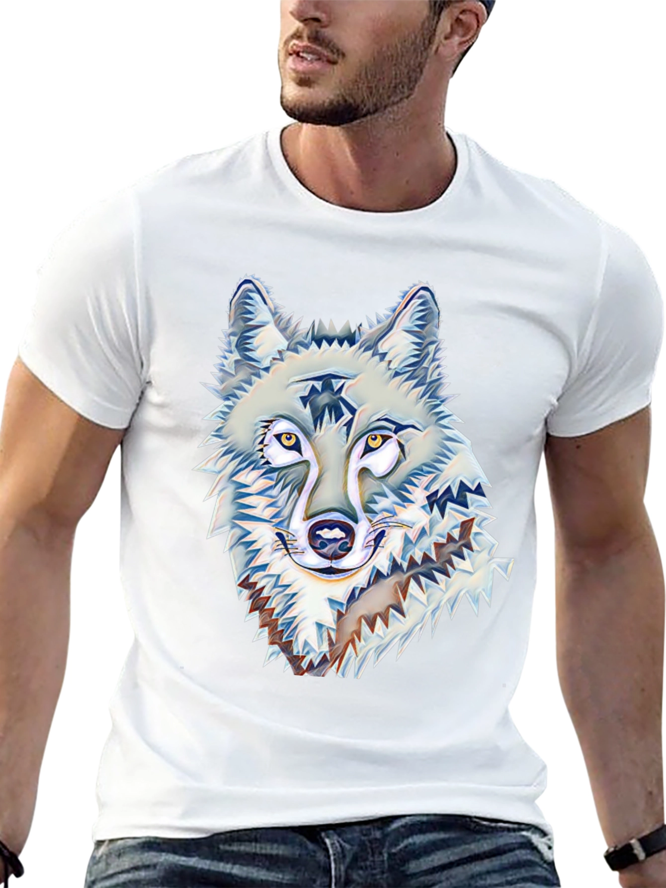 Wolf Graphic Print Black T-Shirt