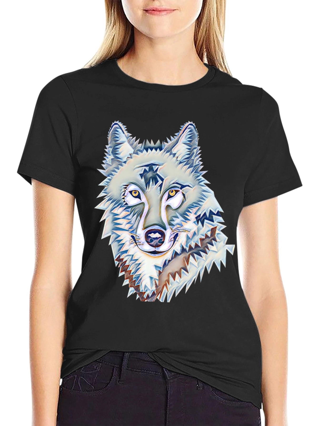 Wolf Graphic Print Black T-Shirt
