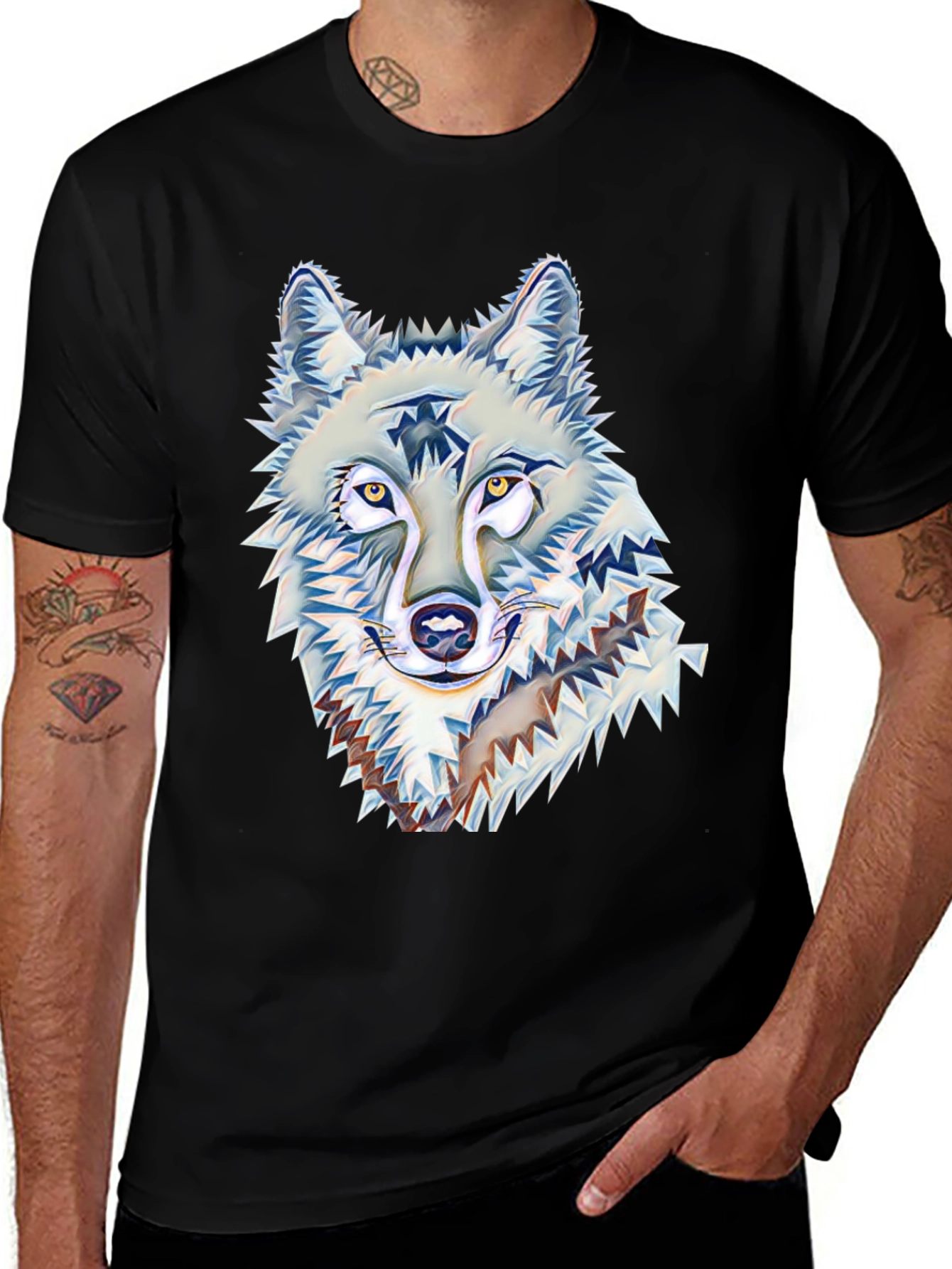 Wolf Graphic Print Black T-Shirt