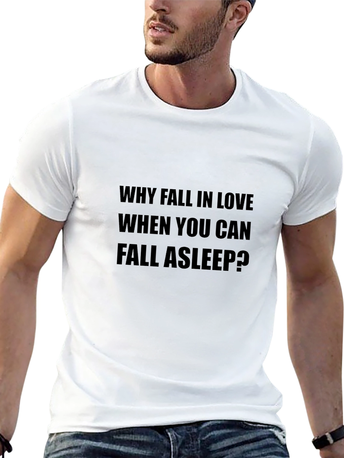 Why Fall In Love Slogan Black T-Shirt