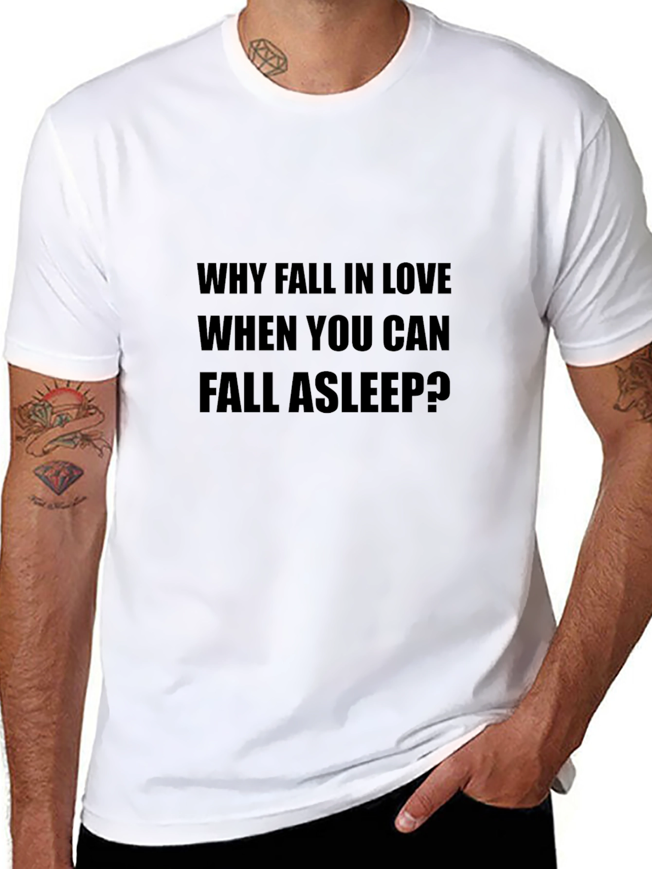 Why Fall In Love Slogan Black T-Shirt