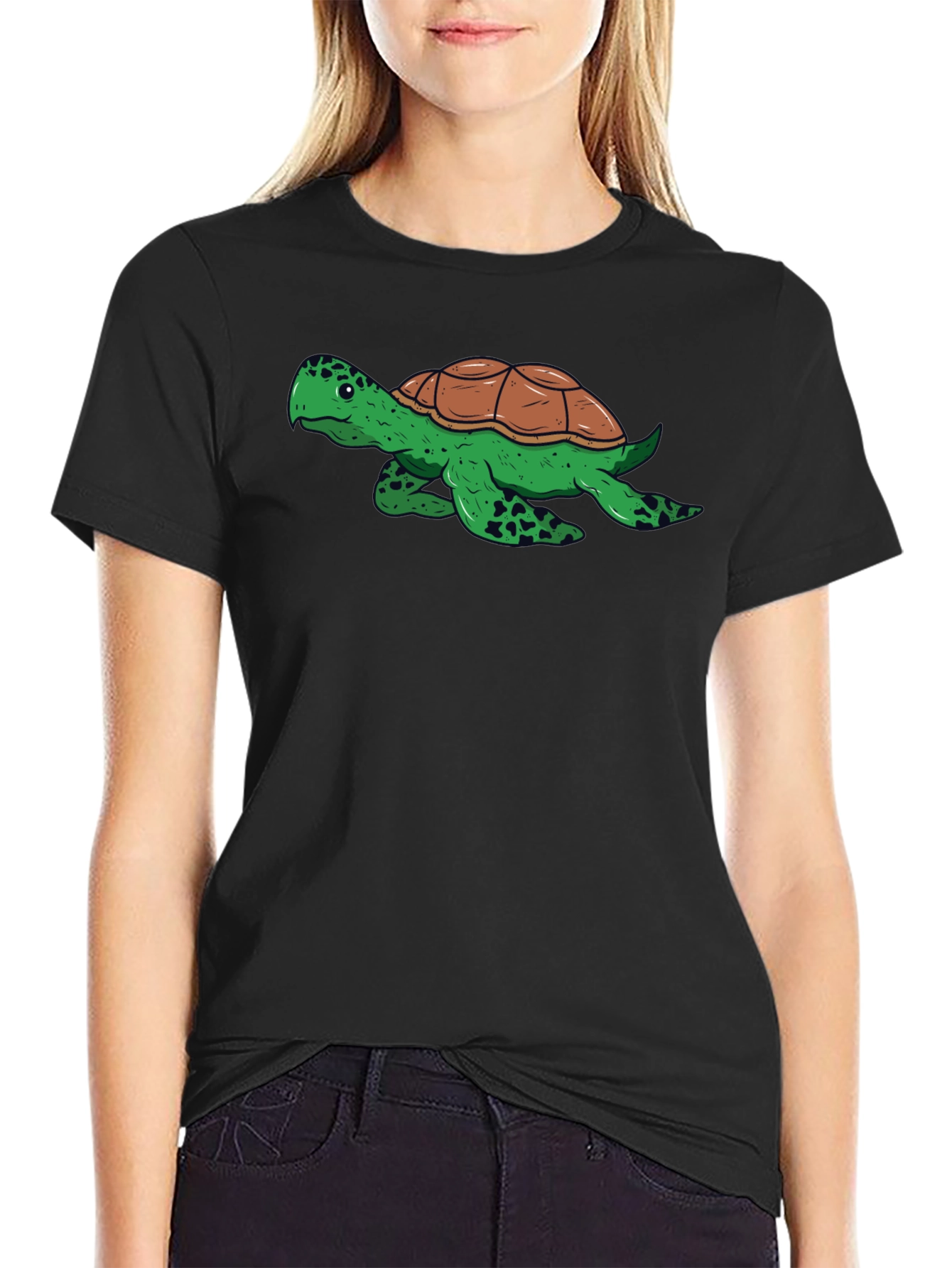 Turtle Graphic Tee - Black Cotton Comfort