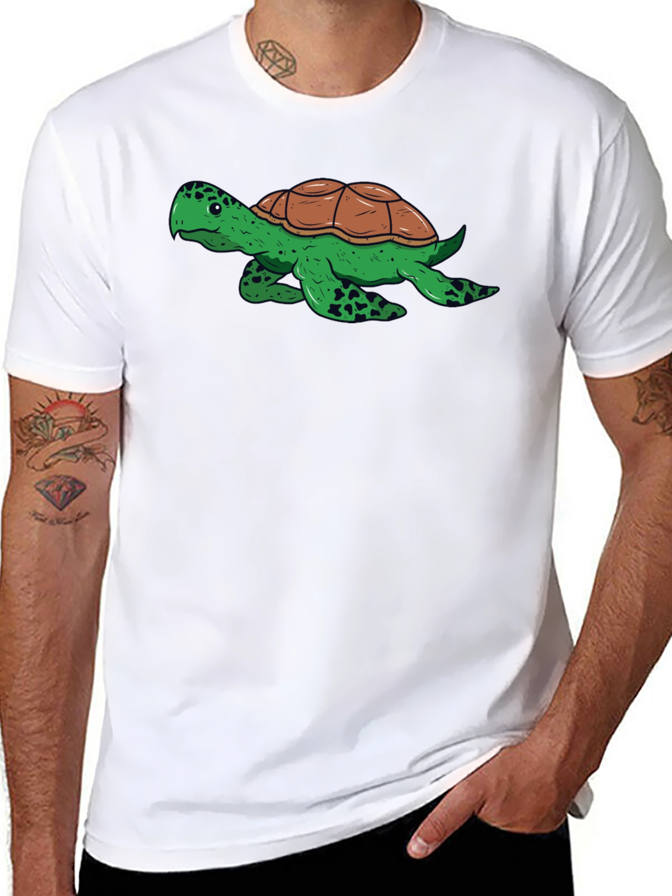 Turtle Graphic Tee - Black Cotton Comfort