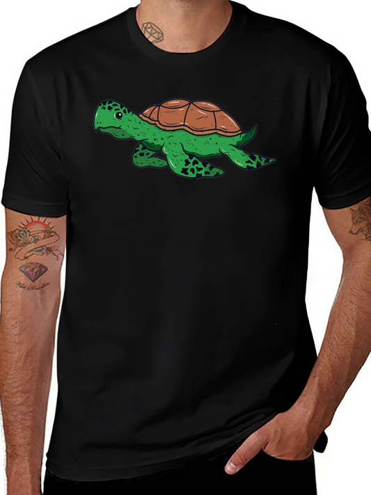Turtle Graphic Tee - Black Cotton Comfort