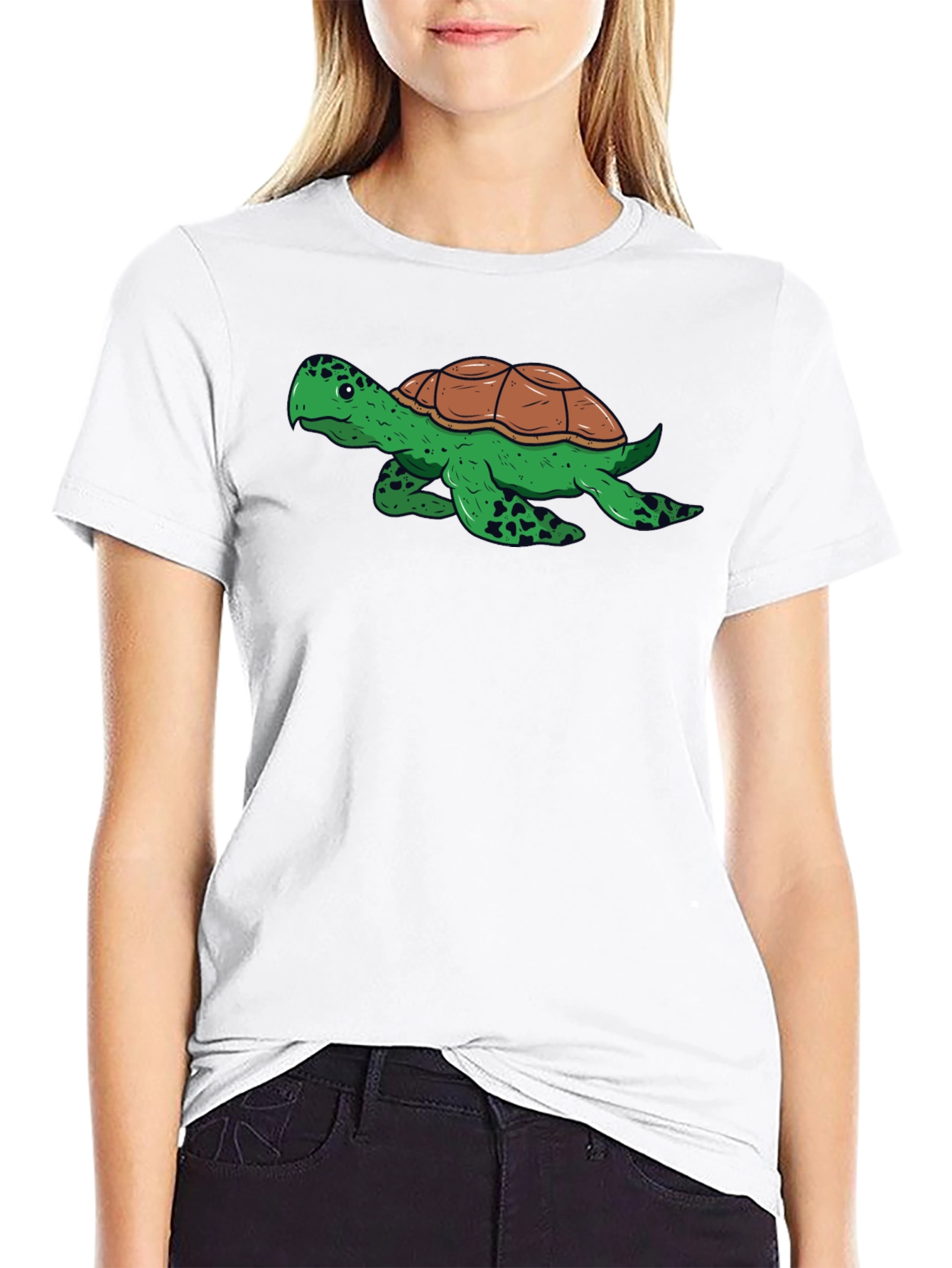 Turtle Graphic Tee - Black Cotton Comfort