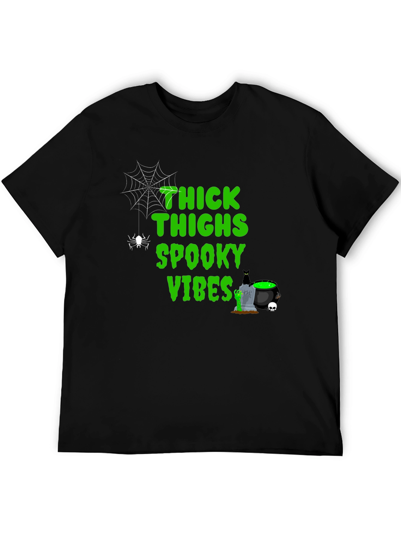 Thick Thighs Spooky Vibes Halloween T-Shirt