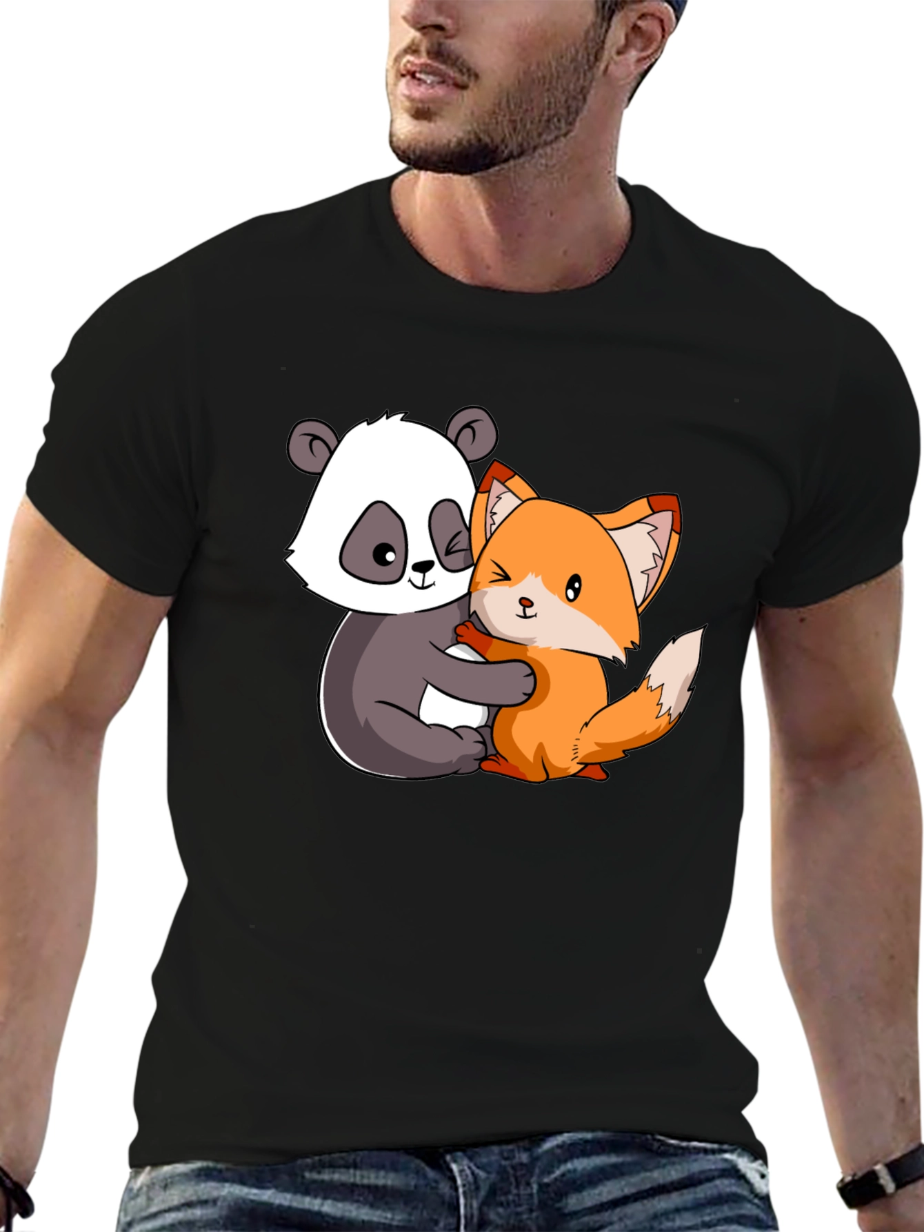 Panda and Fox Hug Graphic Tee