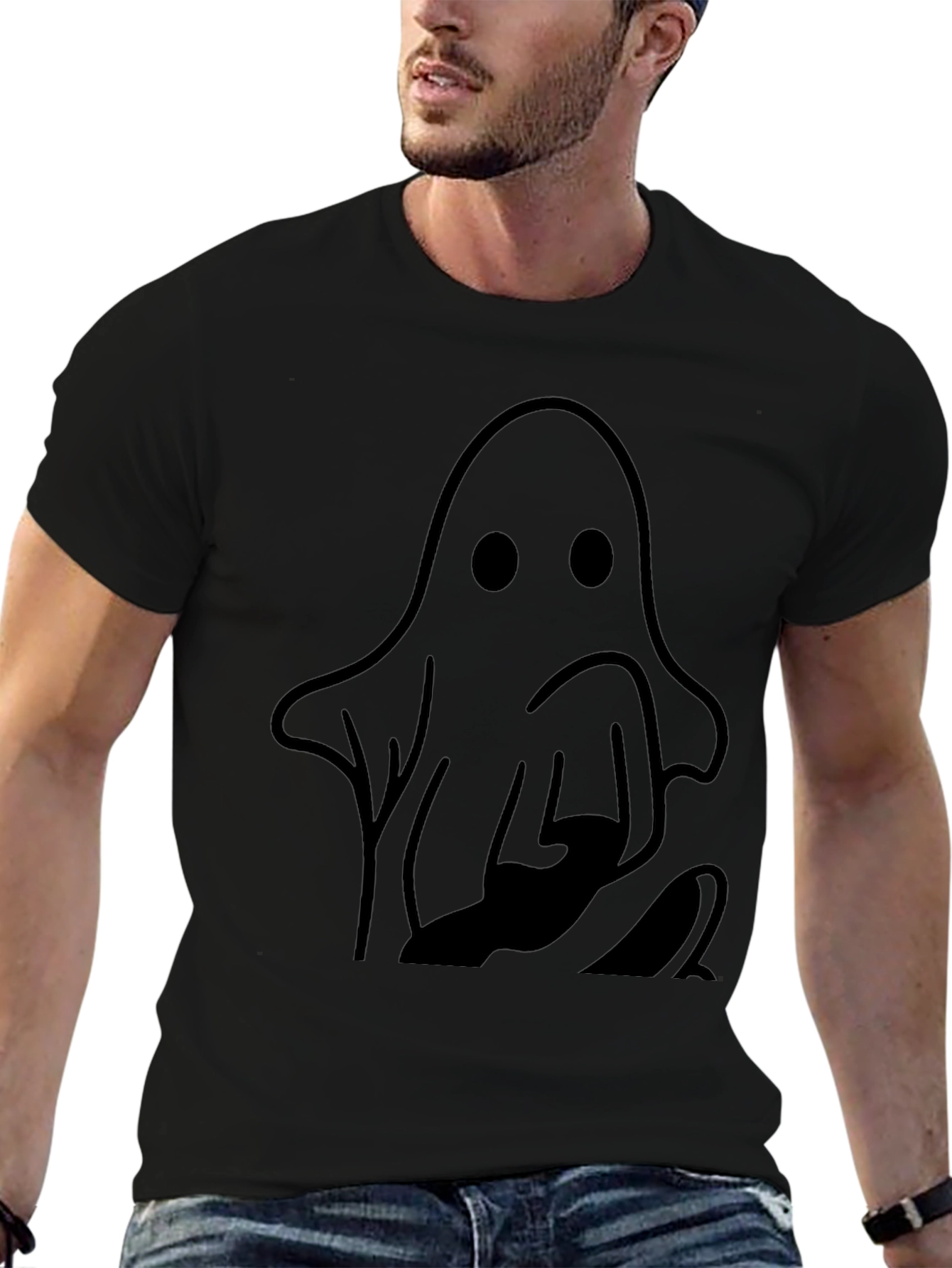 Ghost Graphic Black T-Shirt - Spooky Style