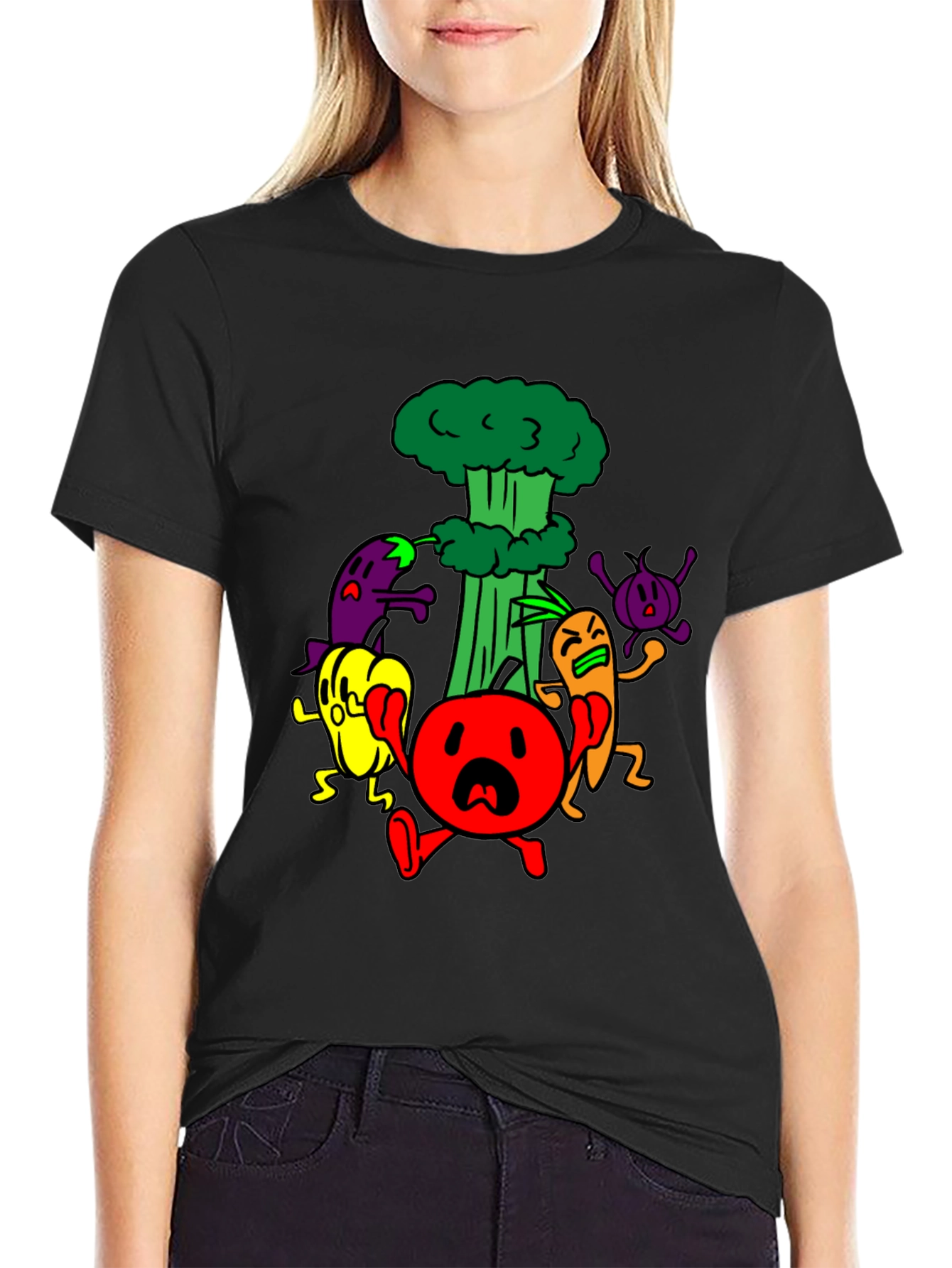 Cartoon Vegetable Panic T-Shirt