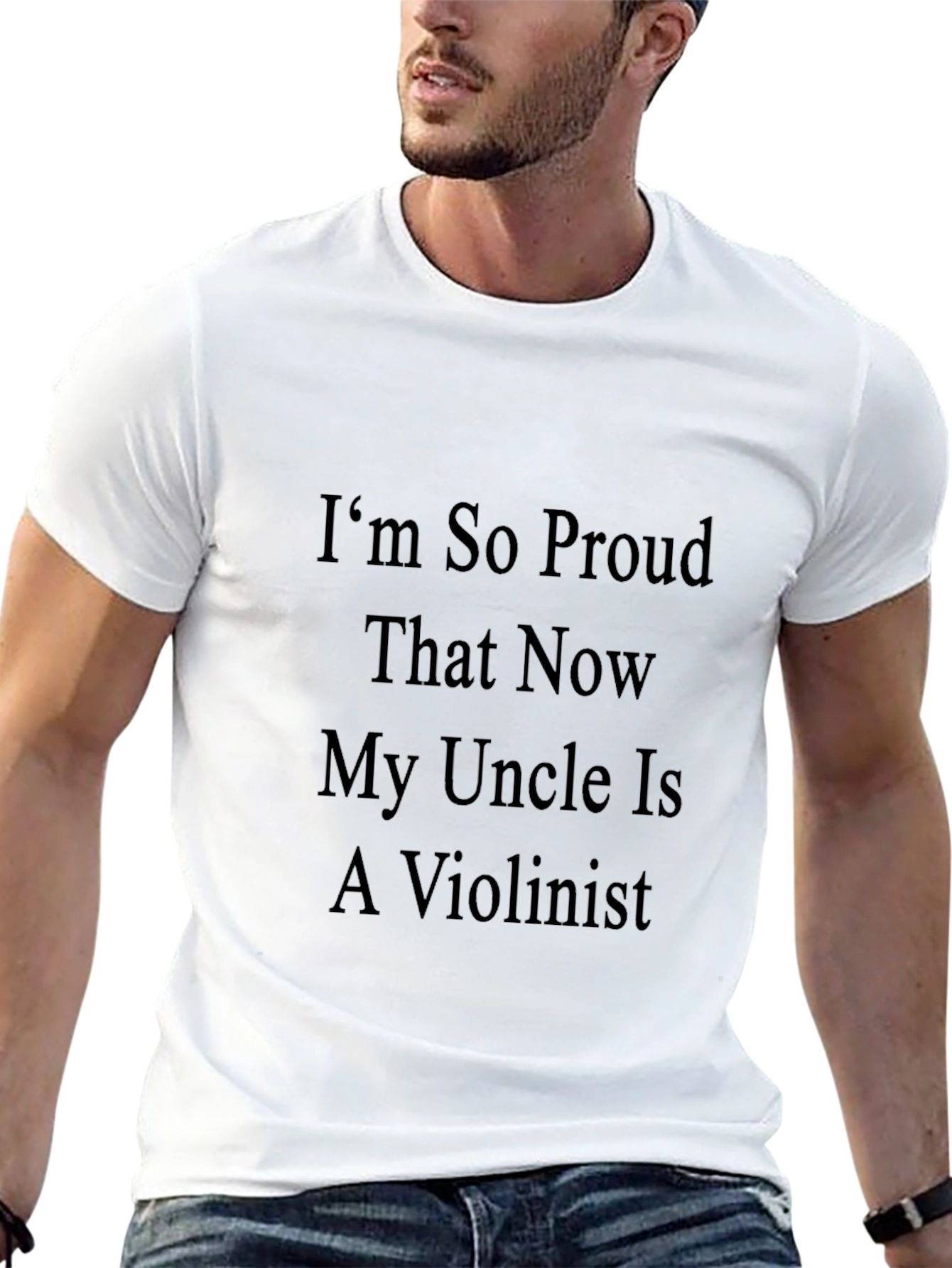 Proud Violinist Uncle Graphic Tee - Black Cotton T-Shirt