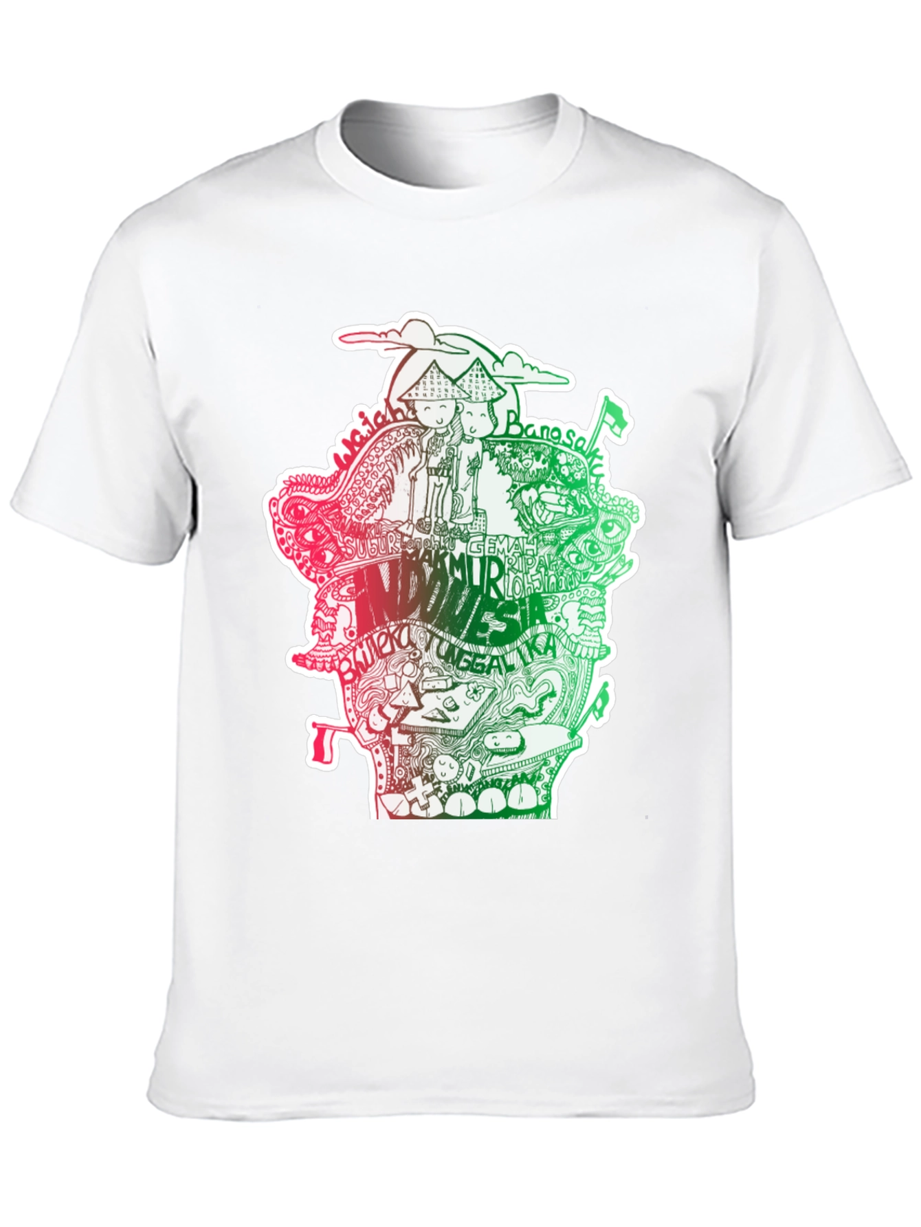 Indonesia Doodle Art Black T-Shirt