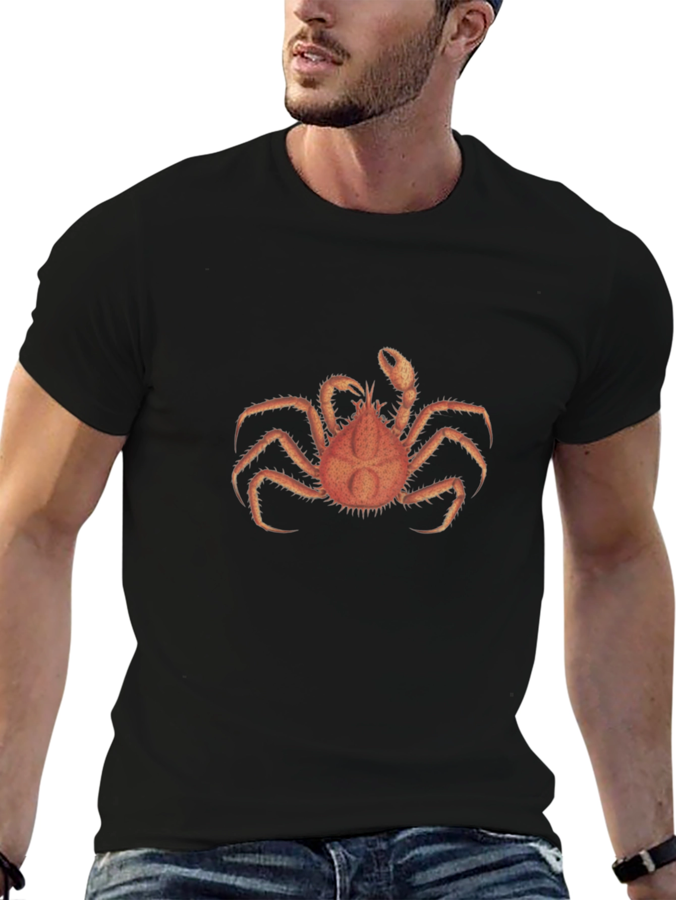 Crab Graphic Tee - Soft Black Cotton T-Shirt
