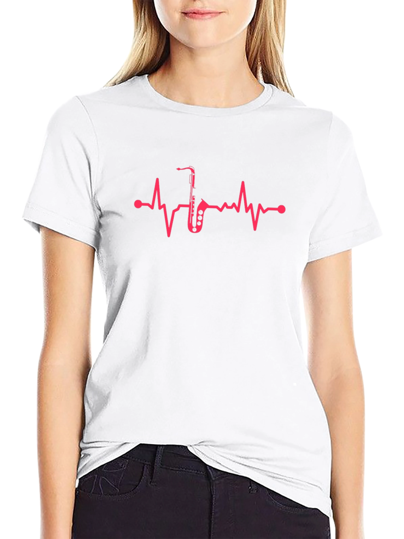 Saxophone Heartbeat Graphic Tee - Musician T-Shirt