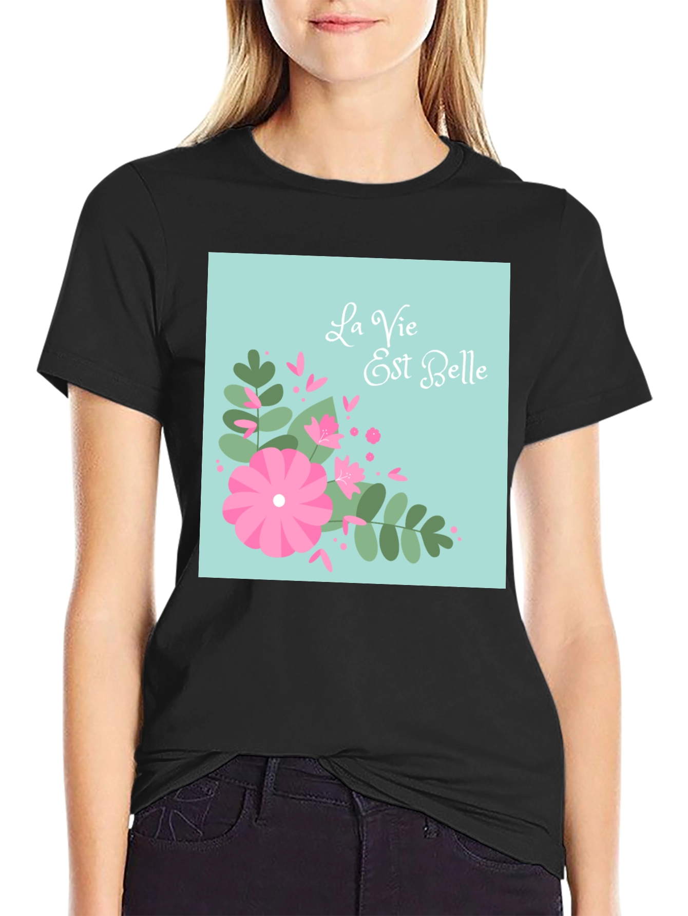 La Vie Est Belle Graphic Tee - Black