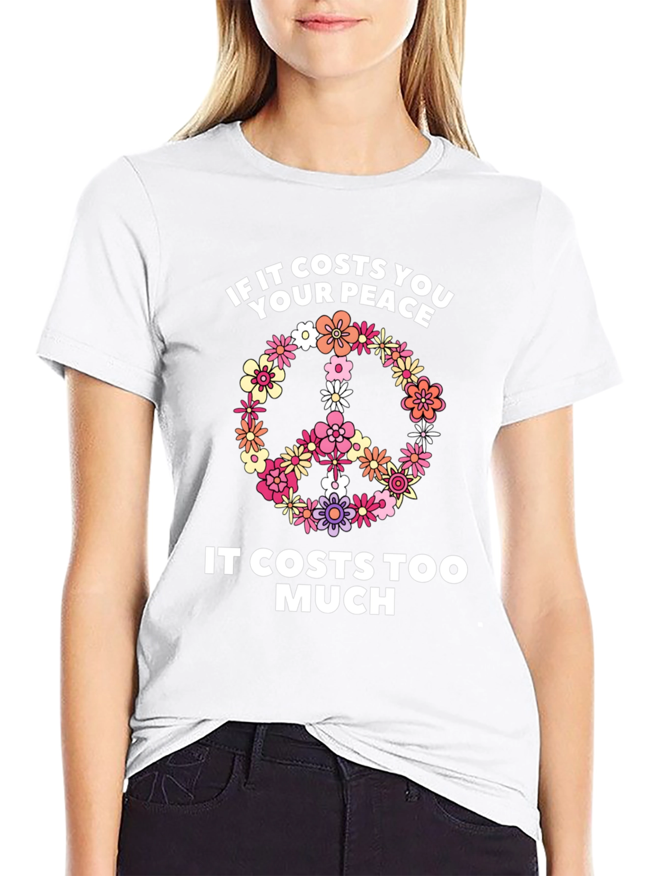 Peace Sign Flower Graphic T-Shirt
