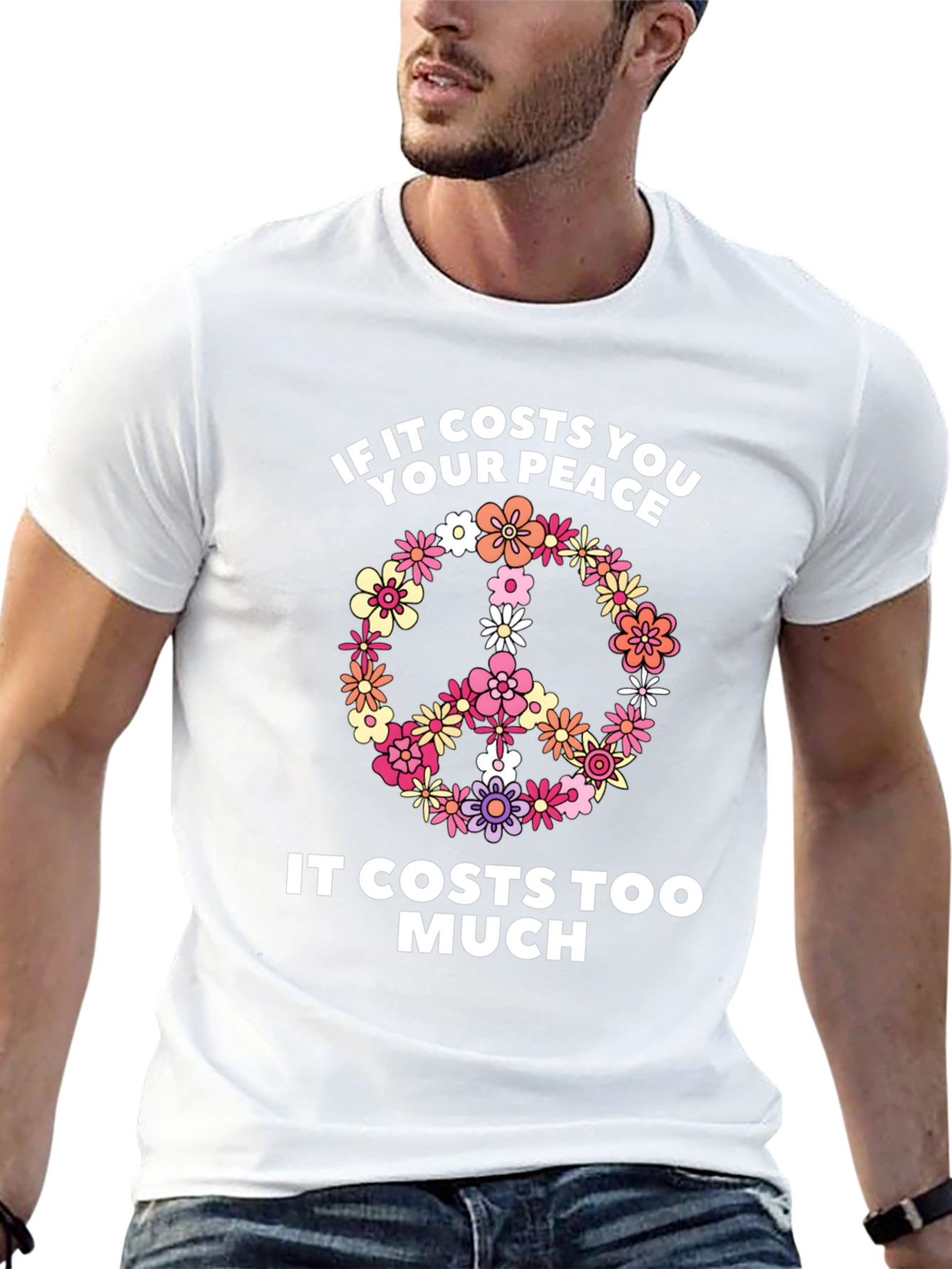 Peace Sign Flower Graphic T-Shirt
