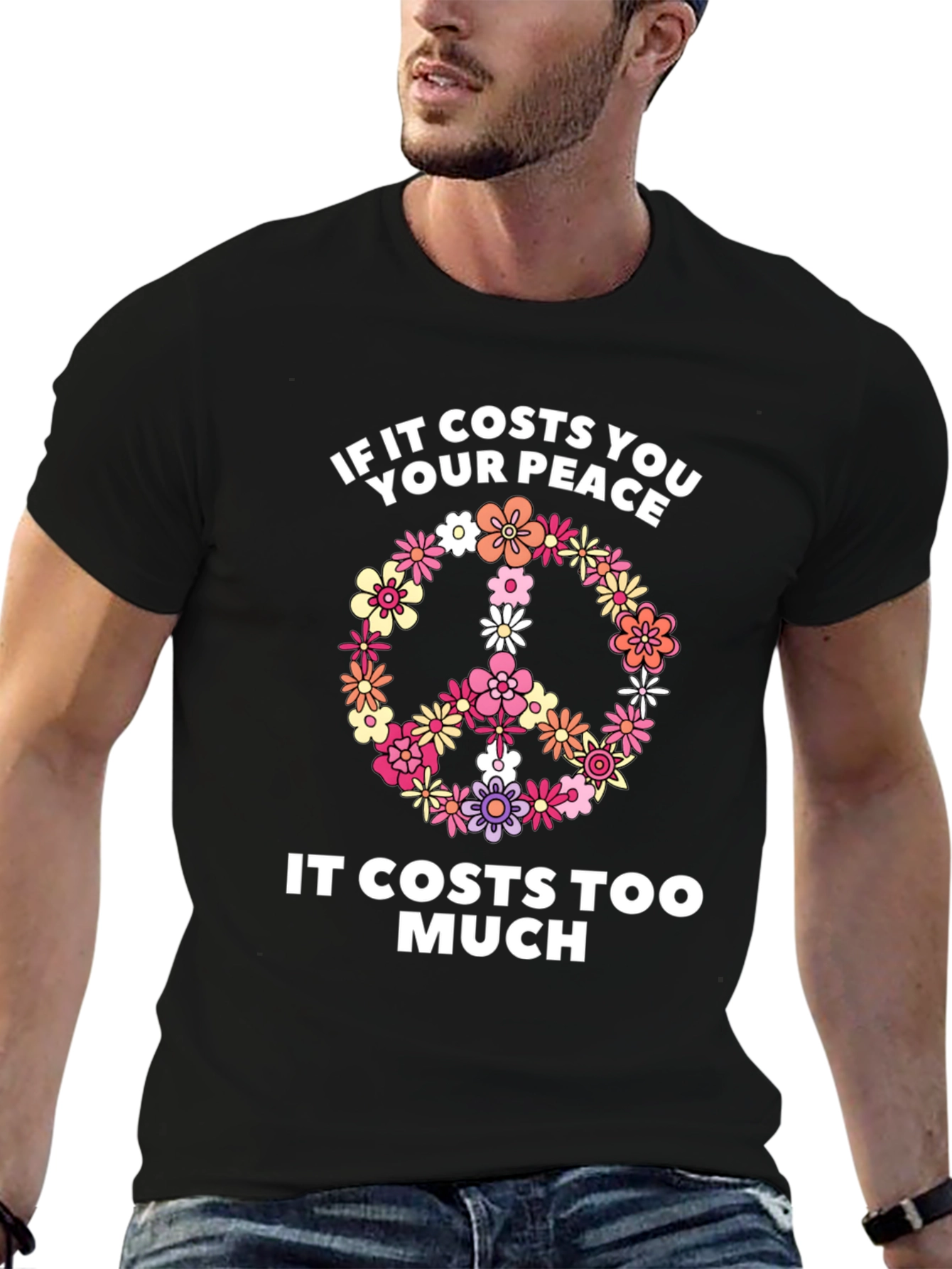 Peace Sign Flower Graphic T-Shirt