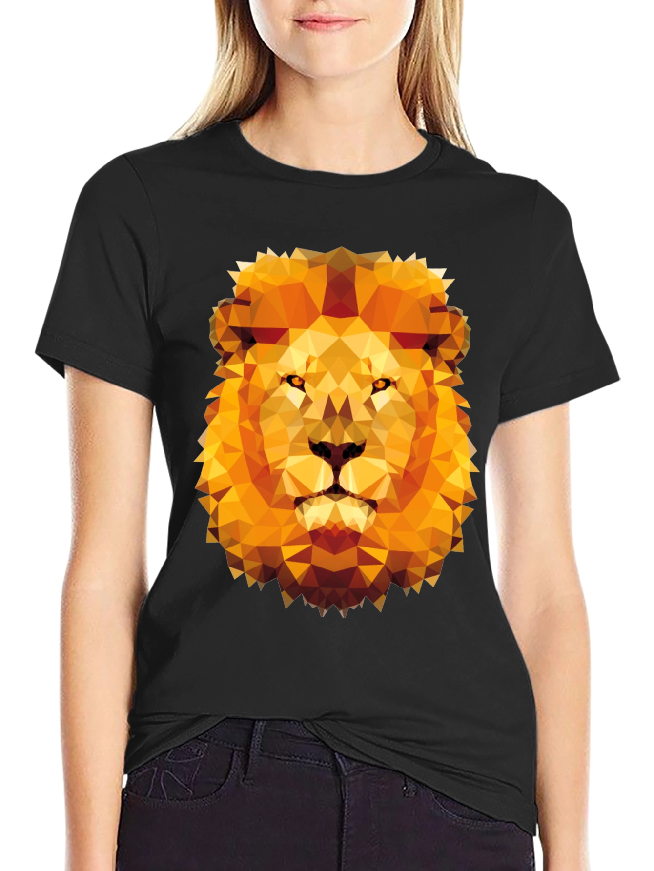 Geometric Lion Graphic Tee - Modern Style