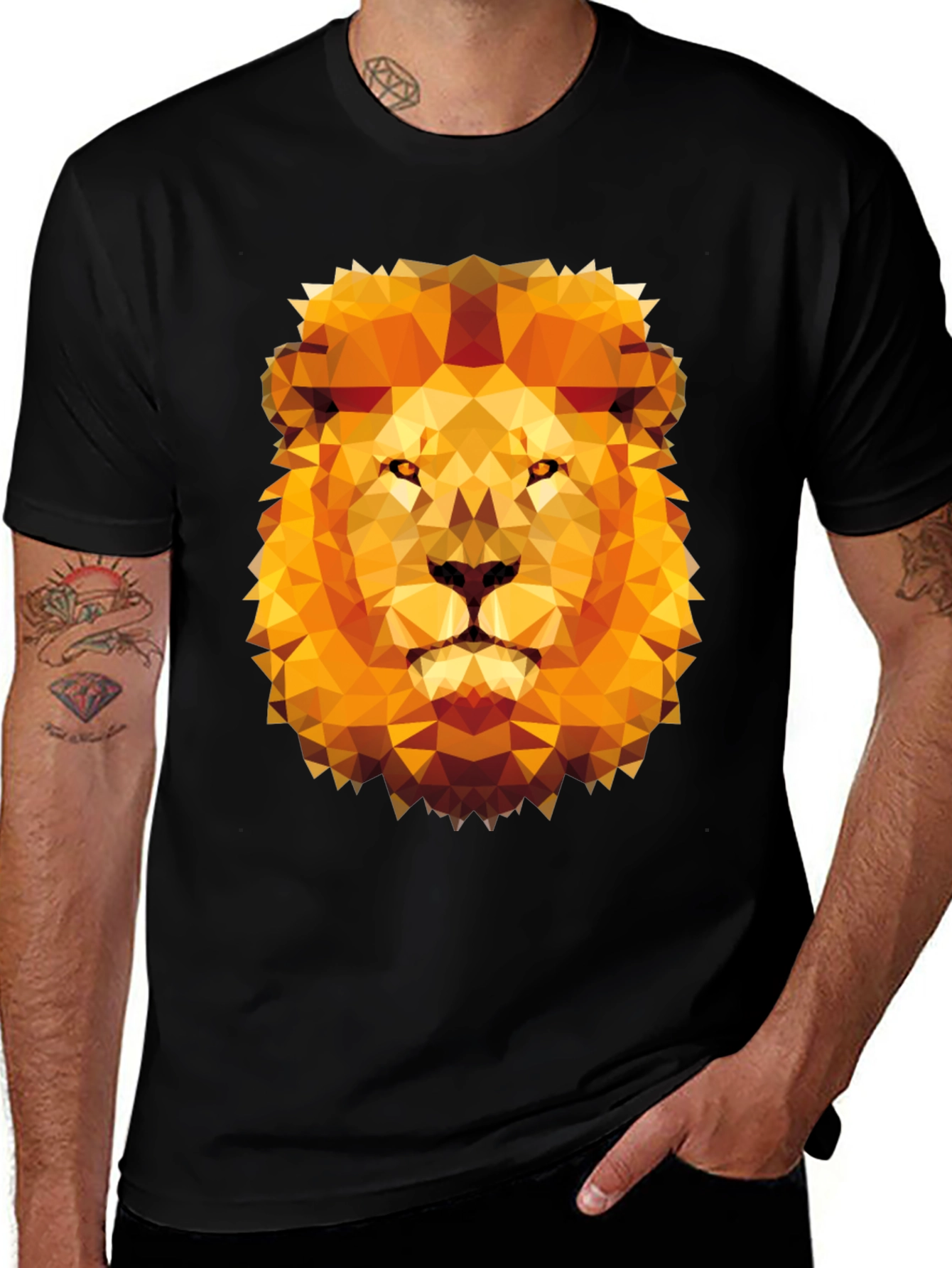 Geometric Lion Graphic Tee - Modern Style