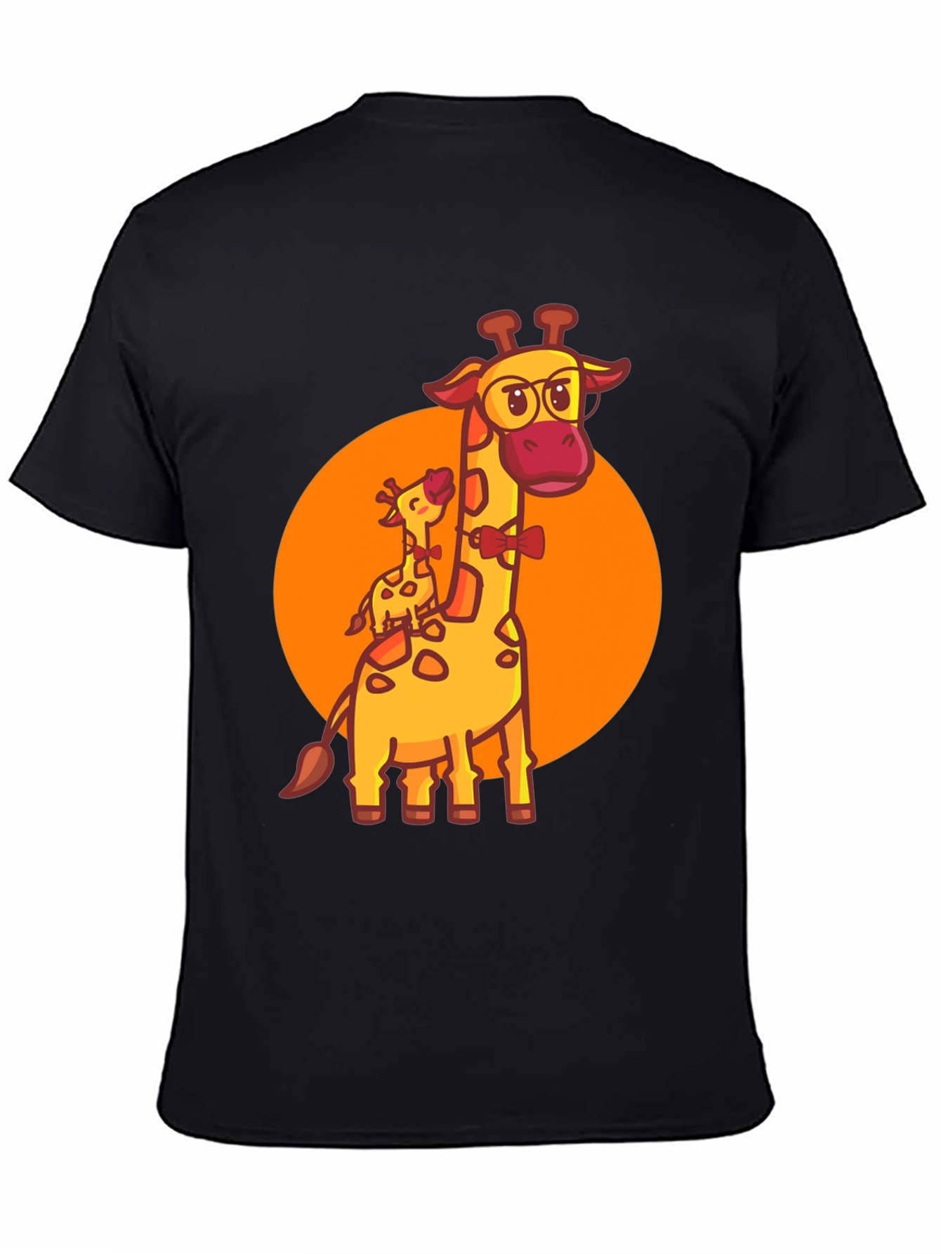 Giraffe Family Graphic Tee - Black Crew Neck