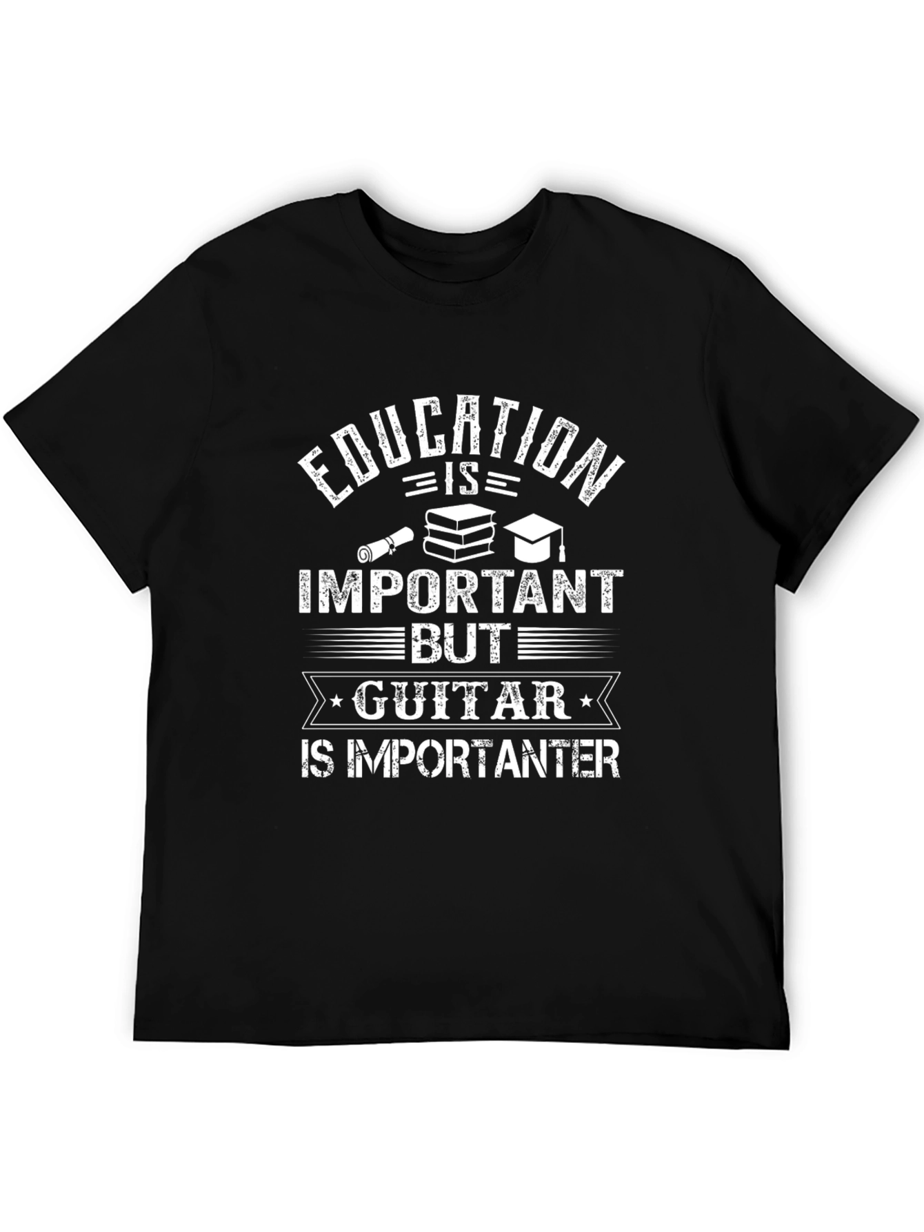 Education vs Guitar Tee - Funny Musician T-Shirt