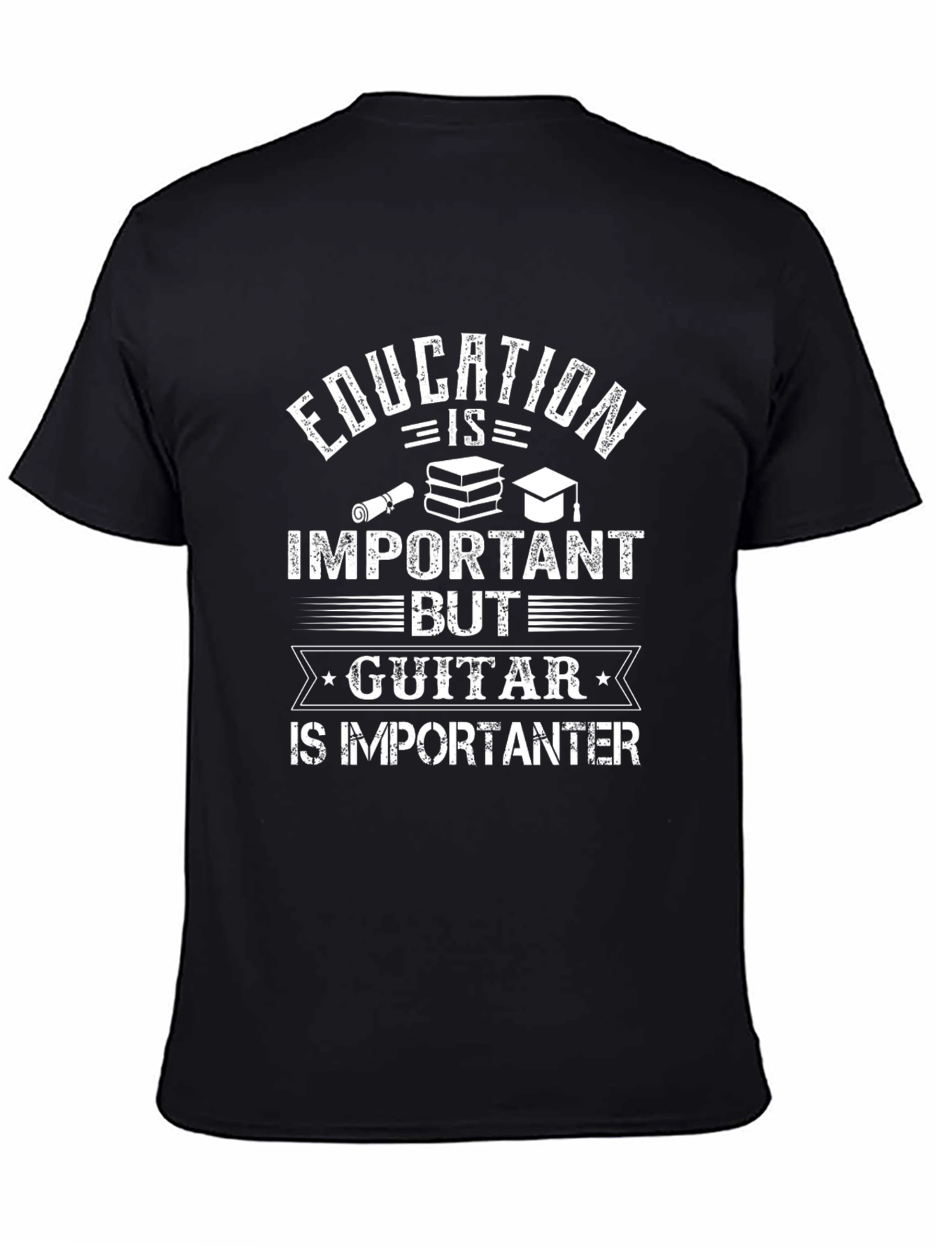 Education vs Guitar Tee - Funny Musician T-Shirt