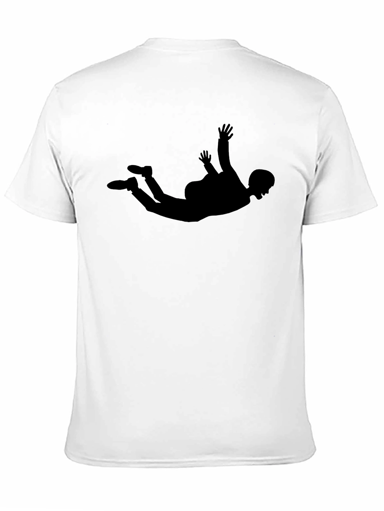 Skydiving Silhouette Graphic Tee - Black Casual T-Shirt