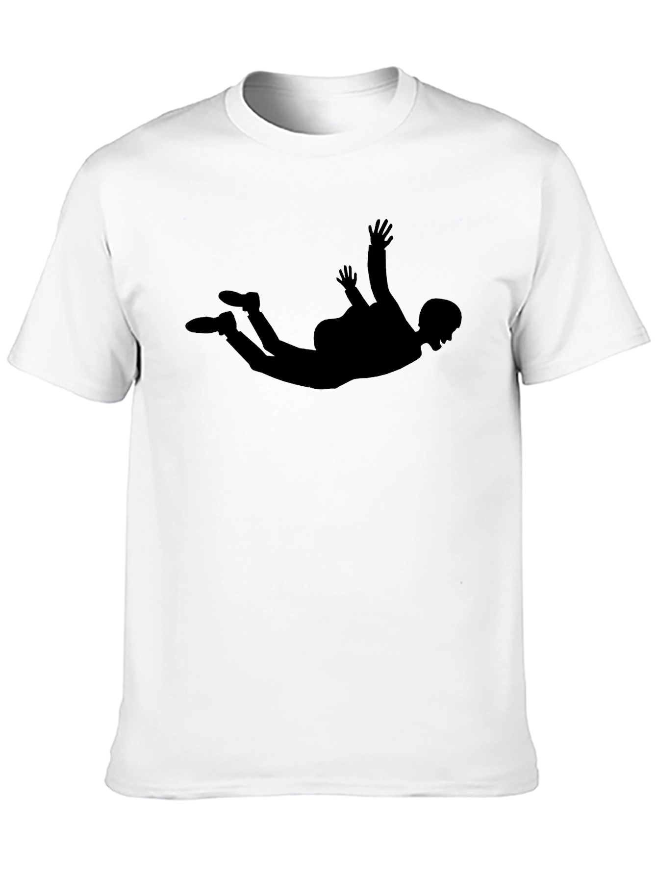 Skydiving Silhouette Graphic Tee - Black Casual T-Shirt